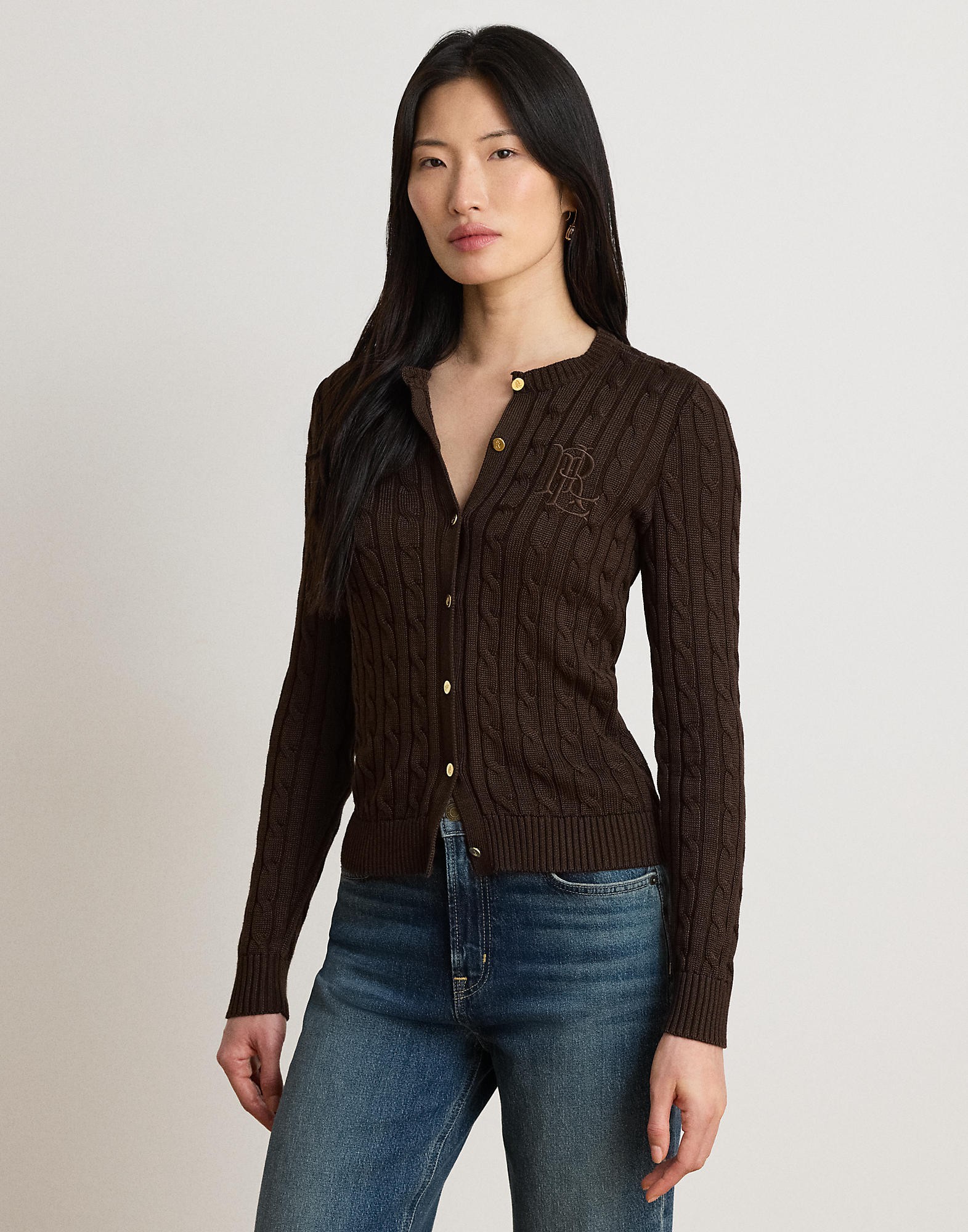Cableknit Cotton-blend Cardigan
