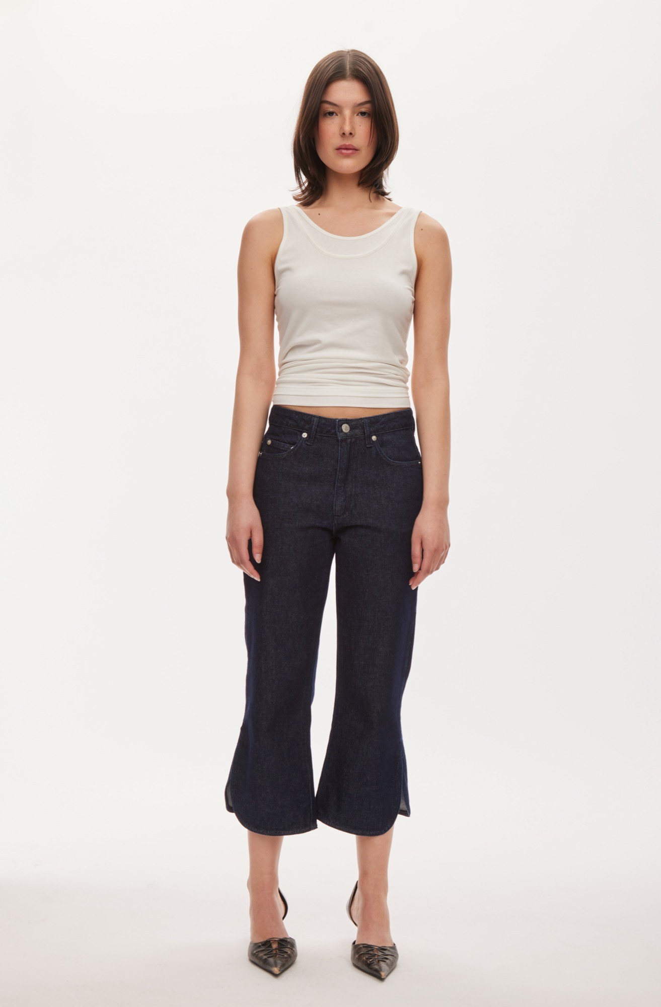 Split Denim Capri