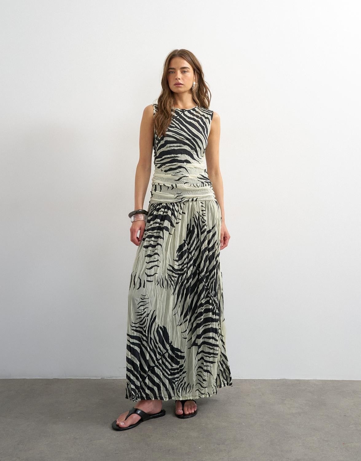 Tsmay Mesh Zebra Maxi Dress JRS