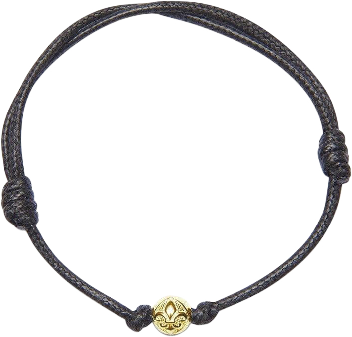 Men's Black String Bracelet With Gold