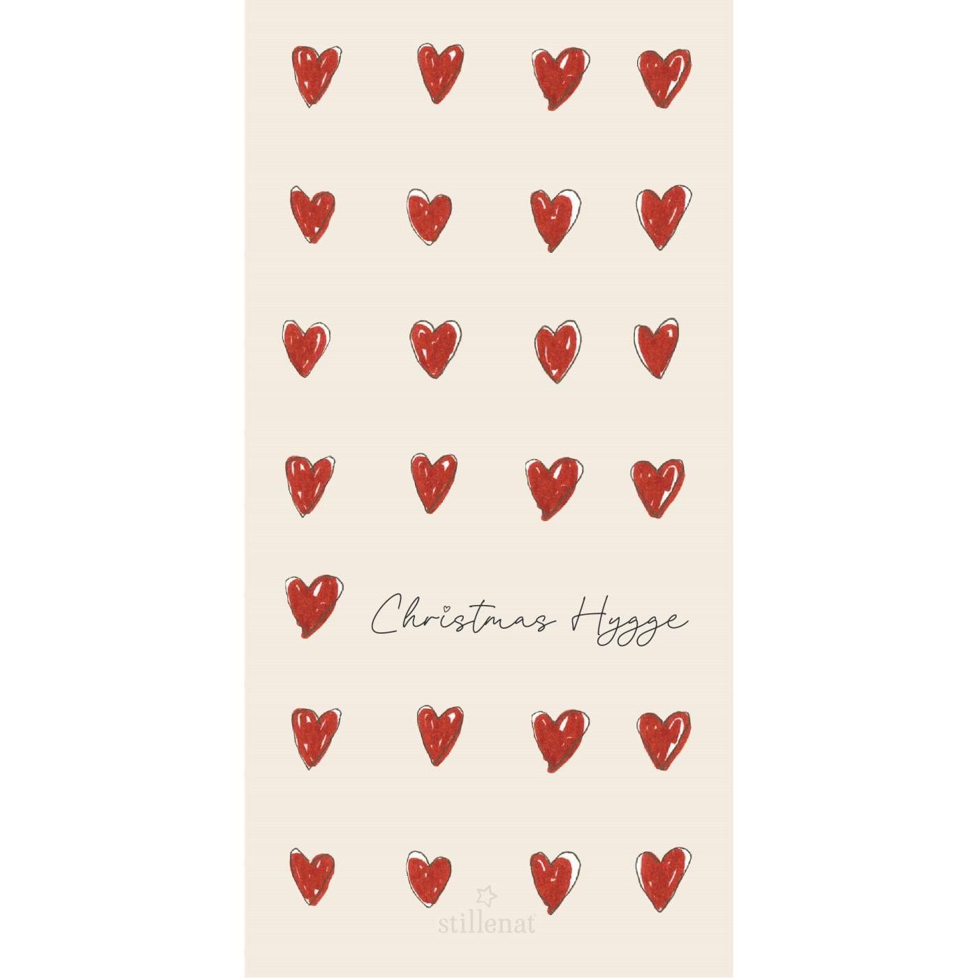 Serviet 10x20 cm Hjerter og Christmas Hygge