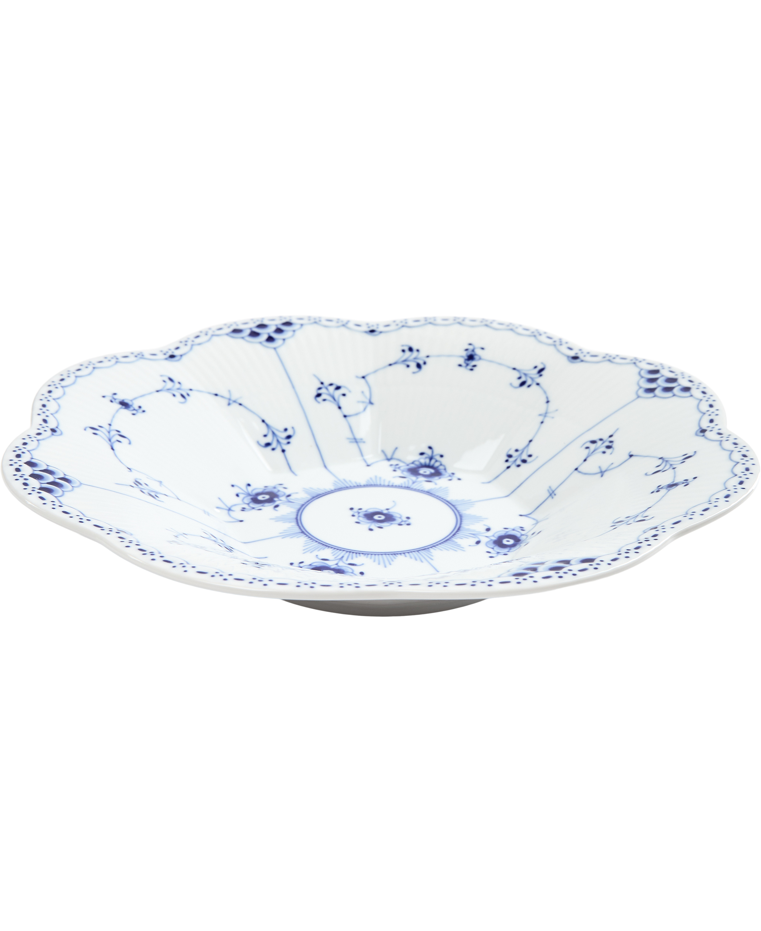 Musselmalet Halvblonde Kantet Skål 25,5 cm