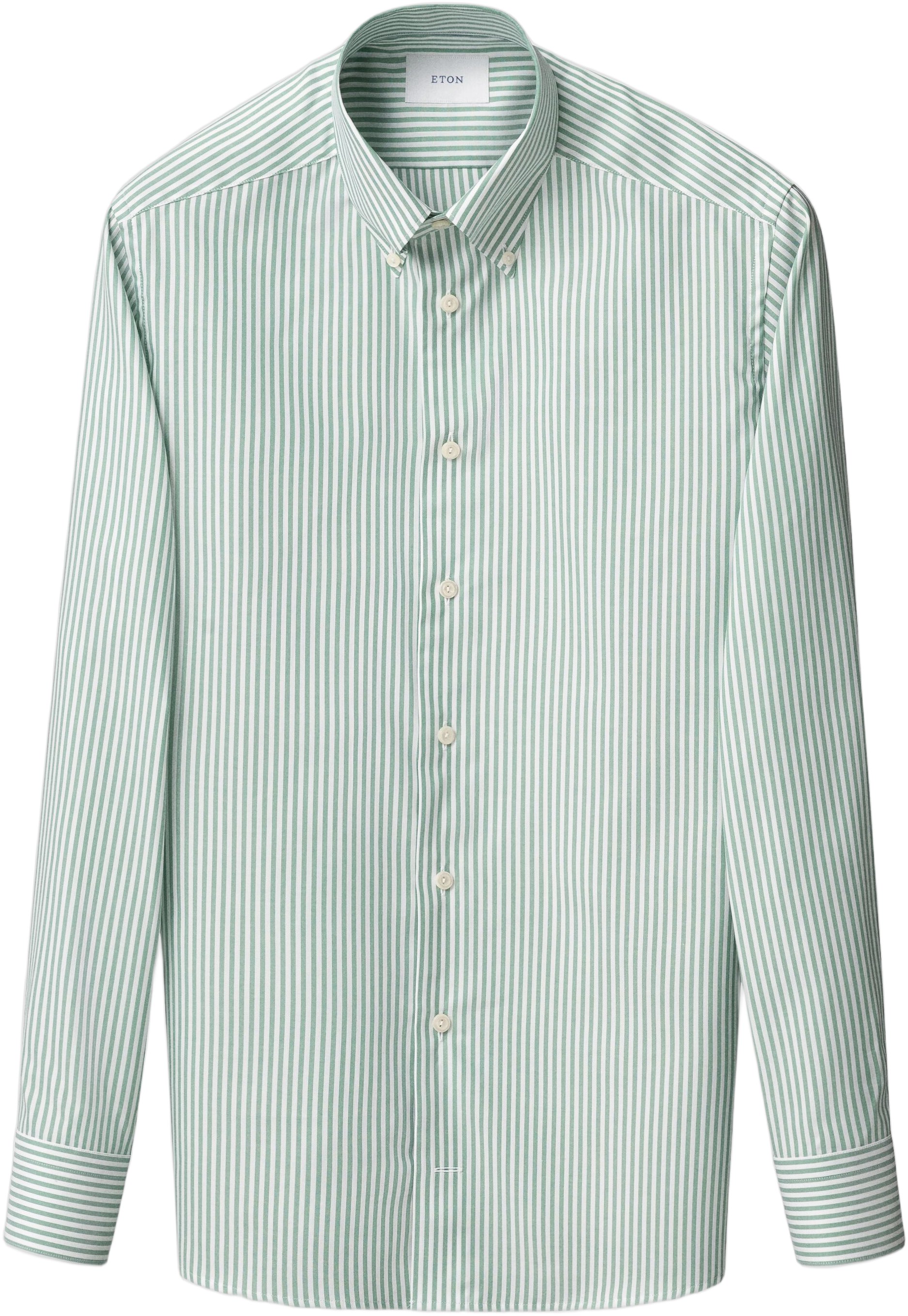 Contemporary Fit Mid Green Striped Signature Oxford Shirt