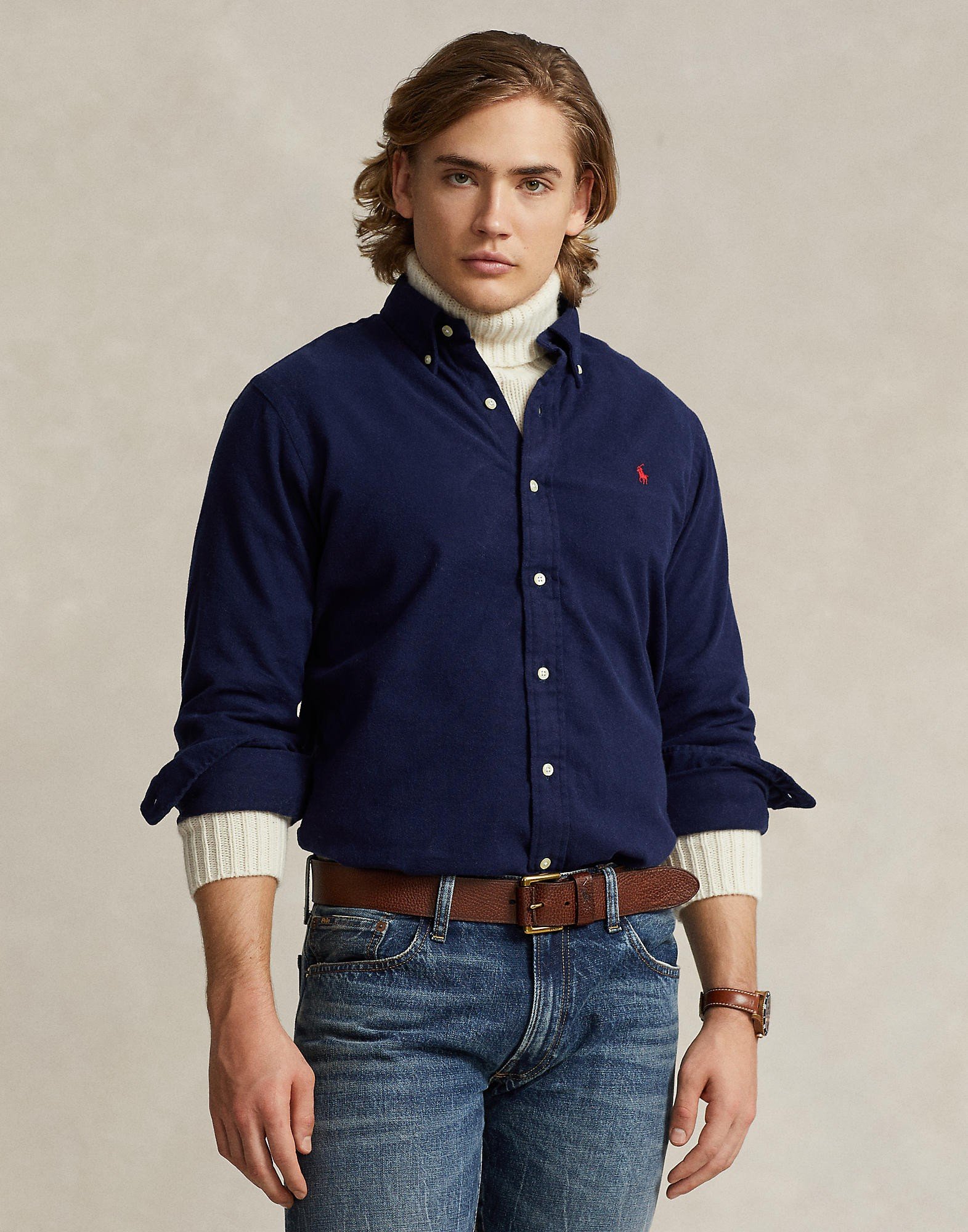 Custom Fit Brushed Flannel Shirt