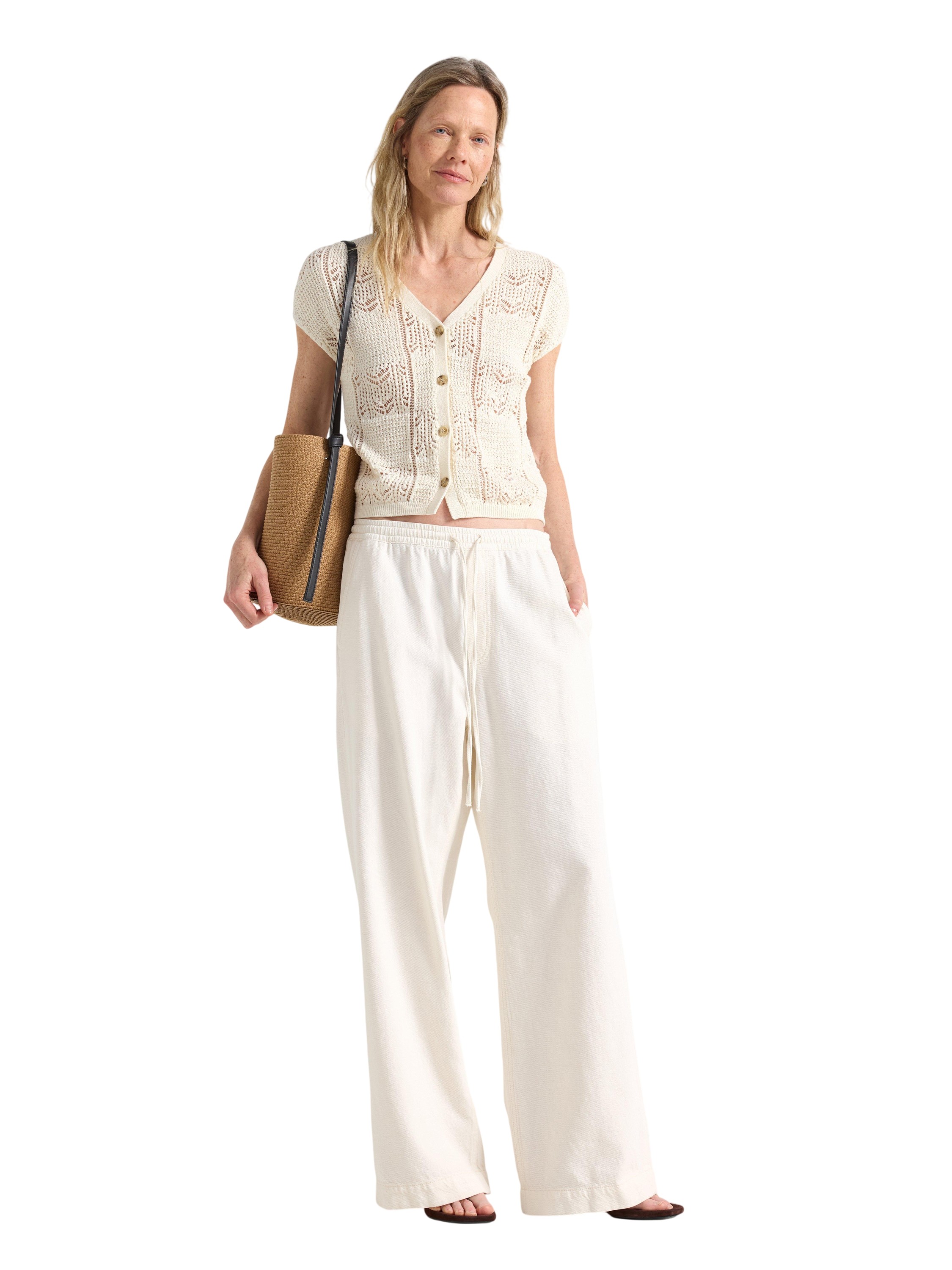 Wideleg Trousers With an Elastic w
