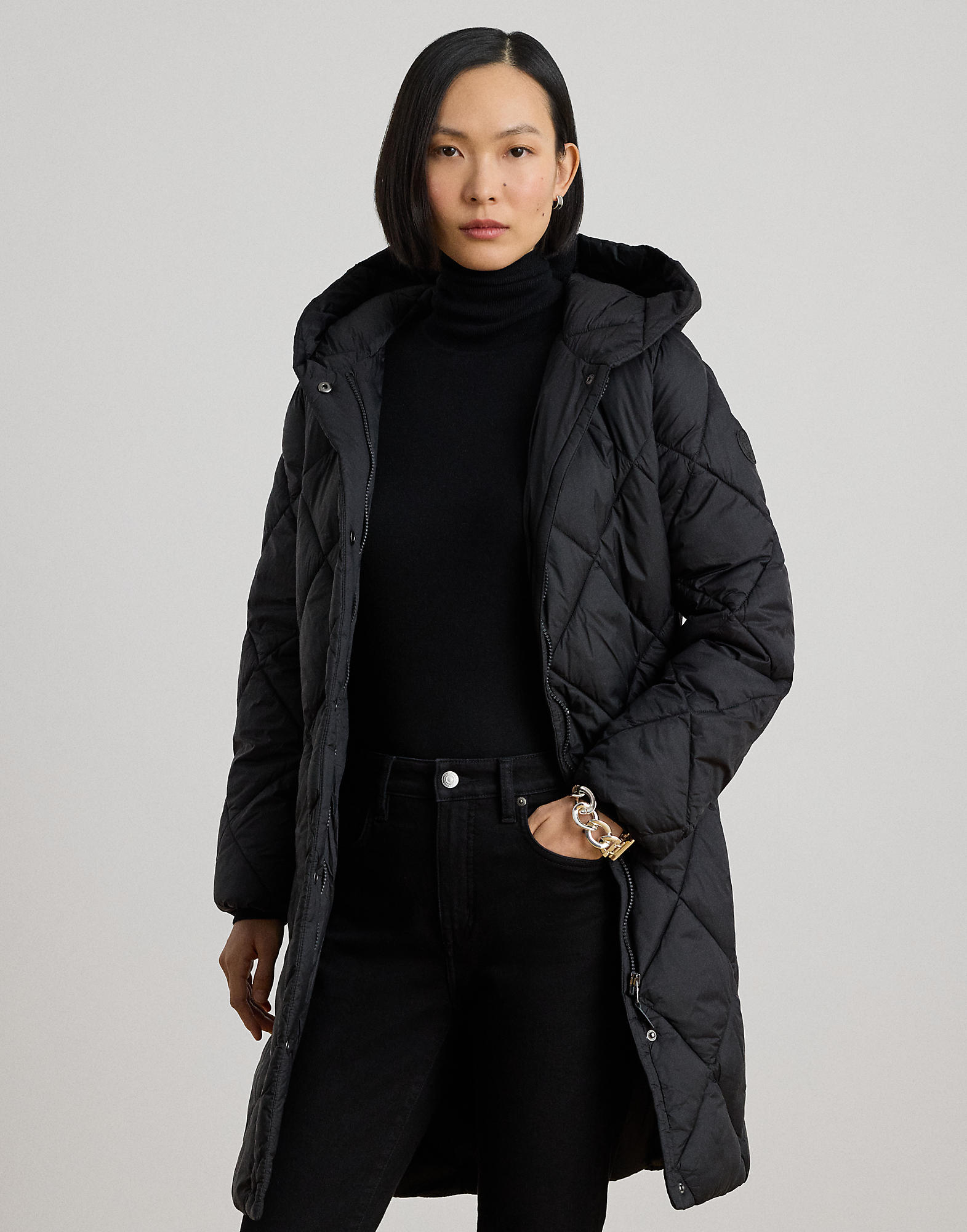 Hooded Diamondquilted Down Coat