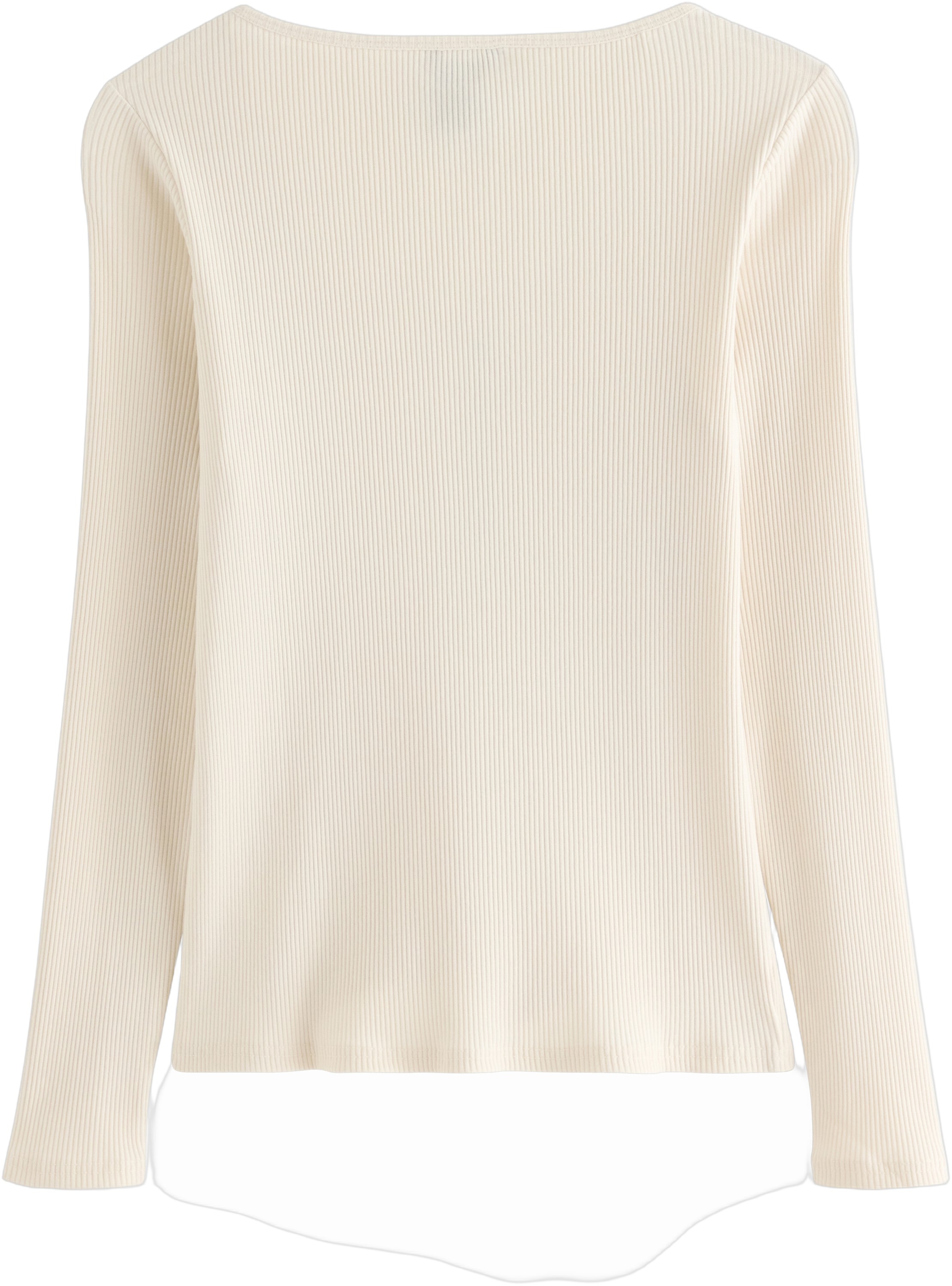 Langærmet top i rib med Bindebåndsd