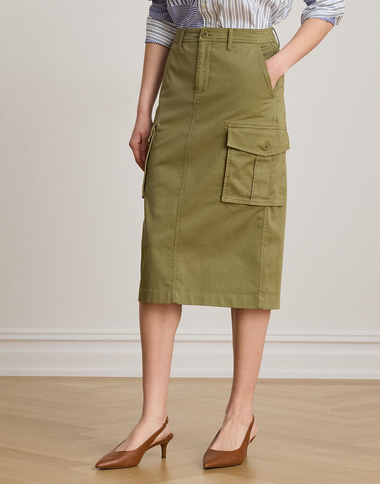 Stretch Chino Cargo Pencil Skirt