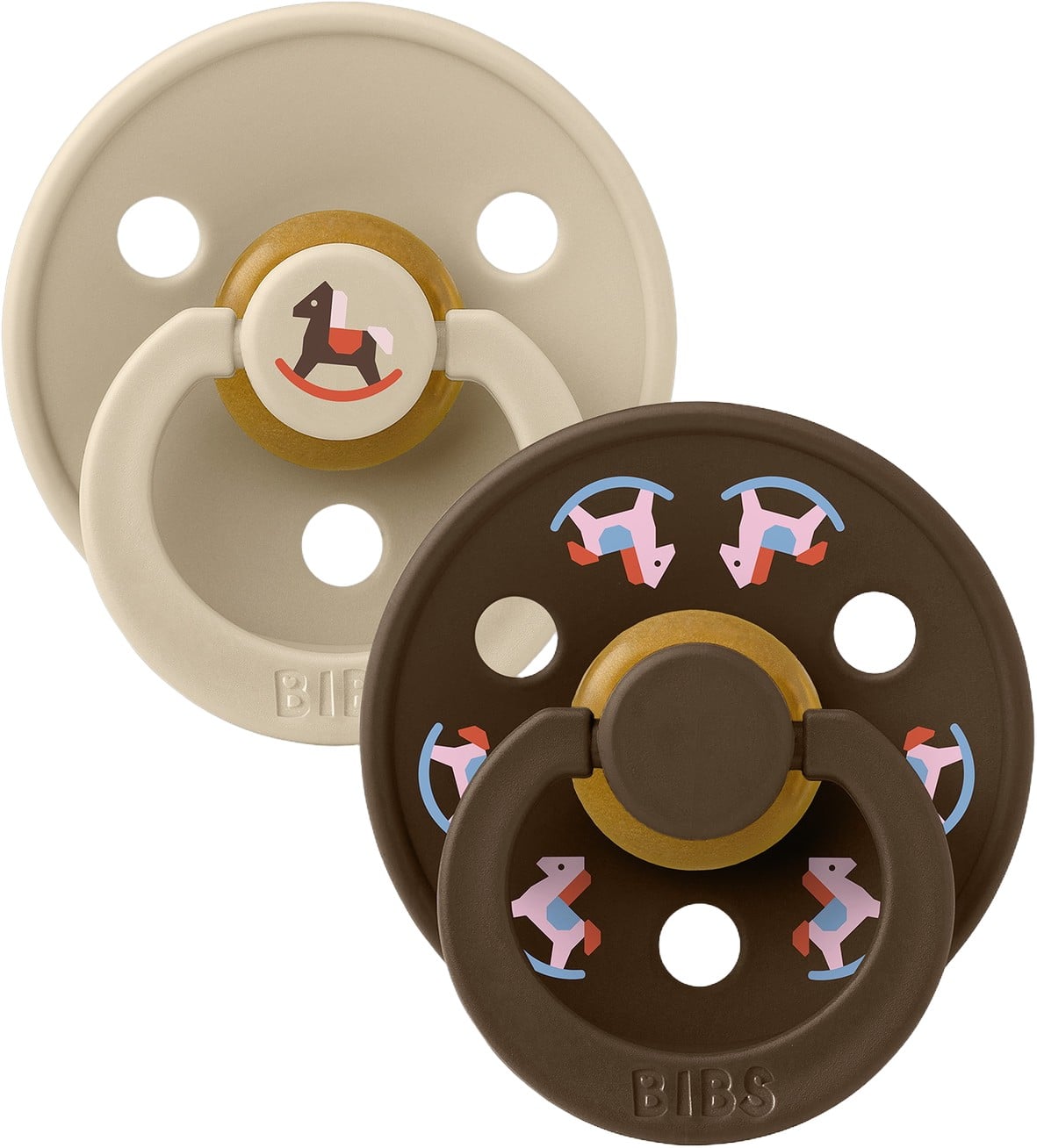 Bibs Pacifier Colour Holiday Horse 2 Pack Latex Size 2 Vanil