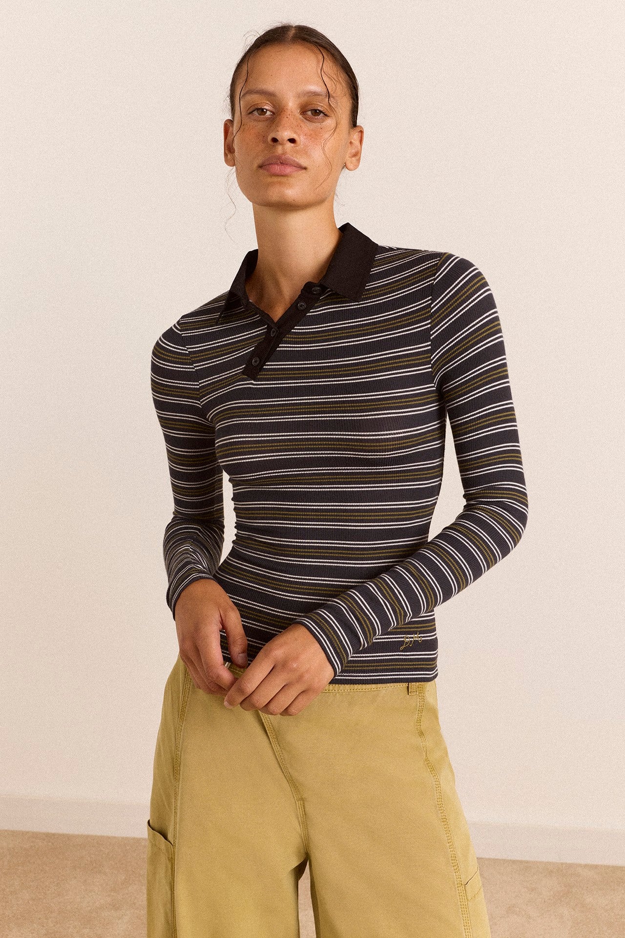 Peyton LS Polo Stripe