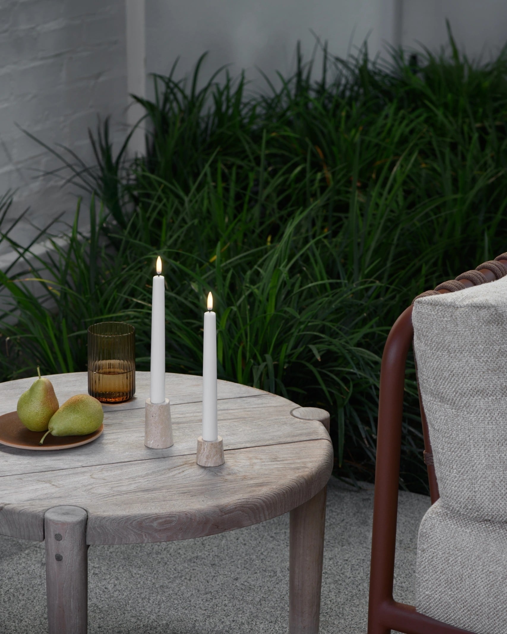Outdoor LED Taper Candle, White, 2pack, 2,3 x 25 cm