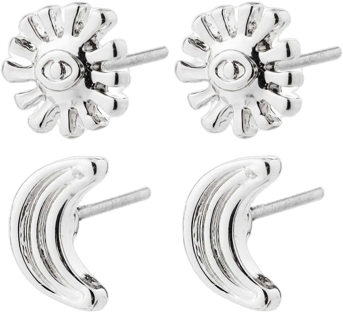 Misha Earrings, 2in-1 set, Silver-plated