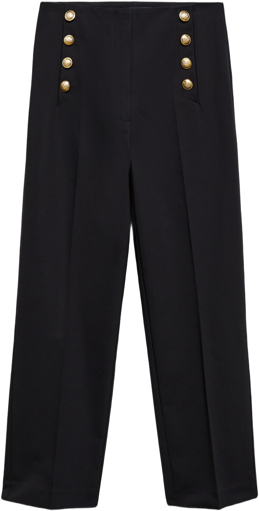 Straight Trousers With Jewel Button