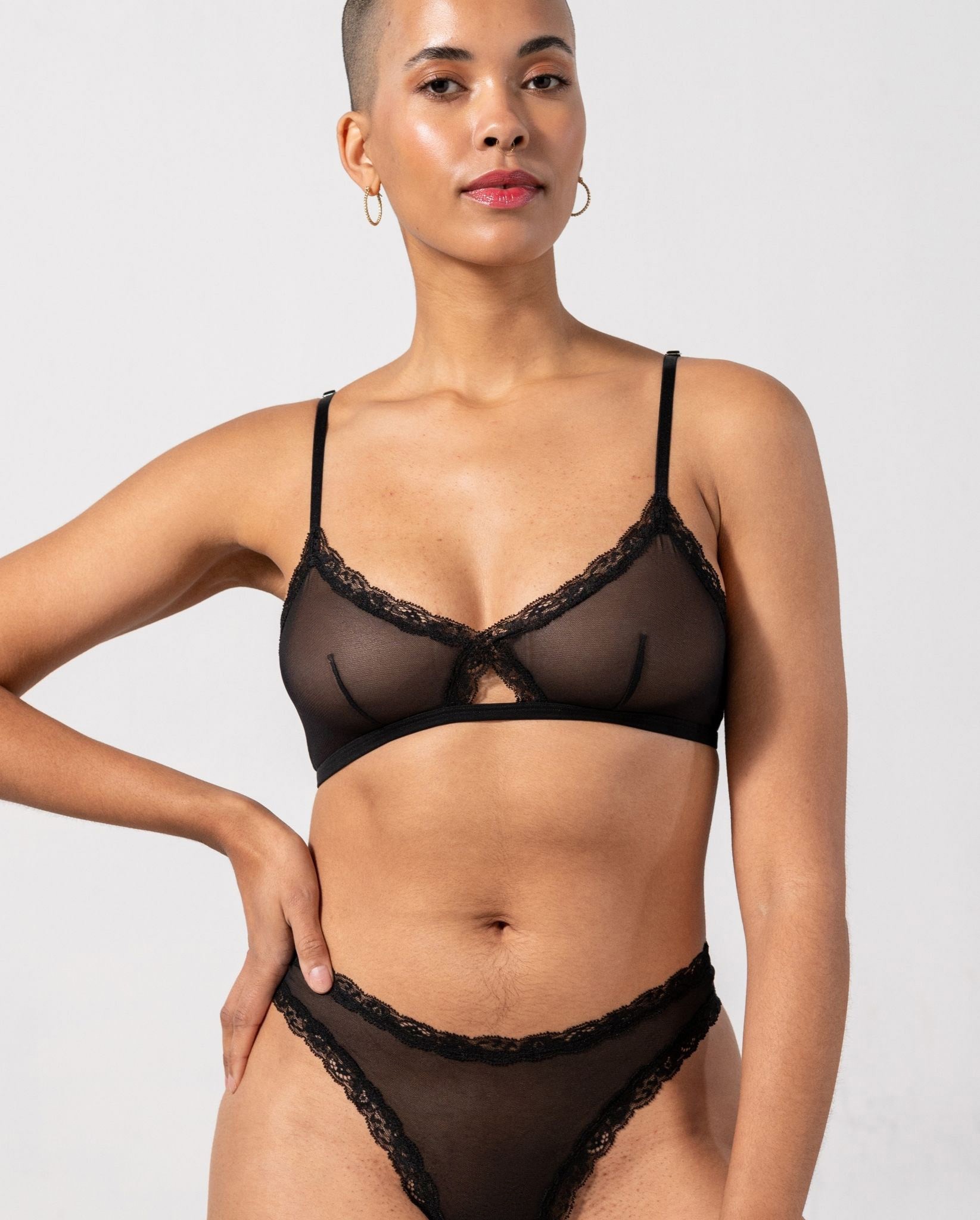 Mesh Lace Cutout Triangle Bralette