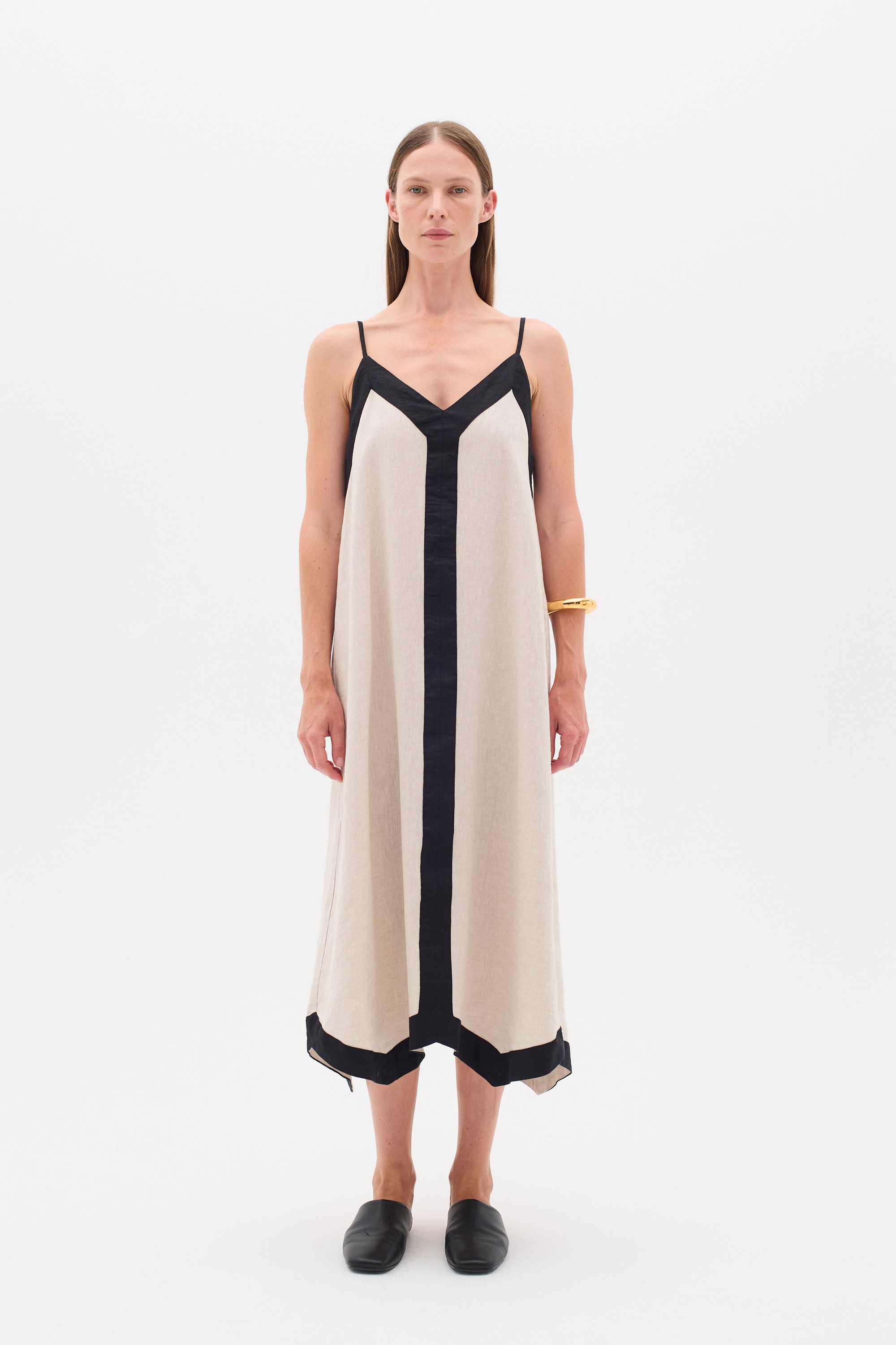Rigittaiw Strap Dress 100% Linen