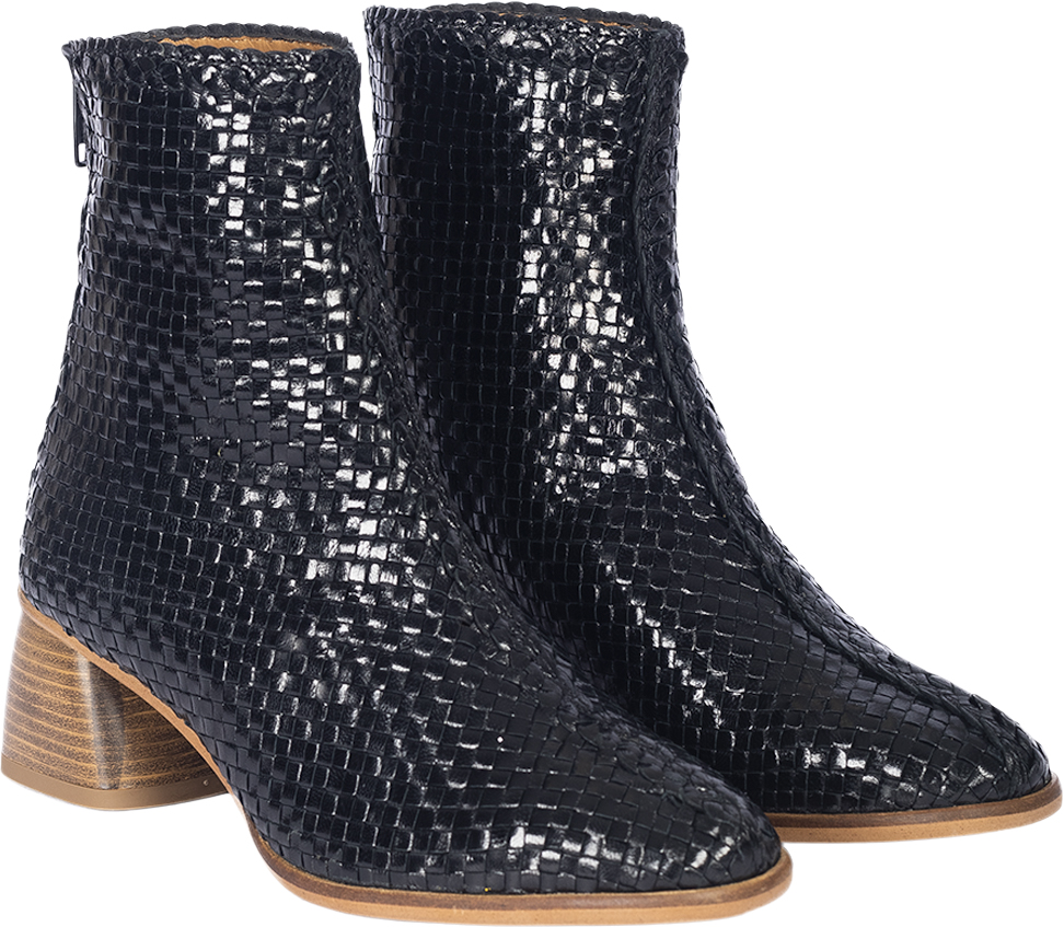 Håndflettet Læderstøvlet Med Skulpt