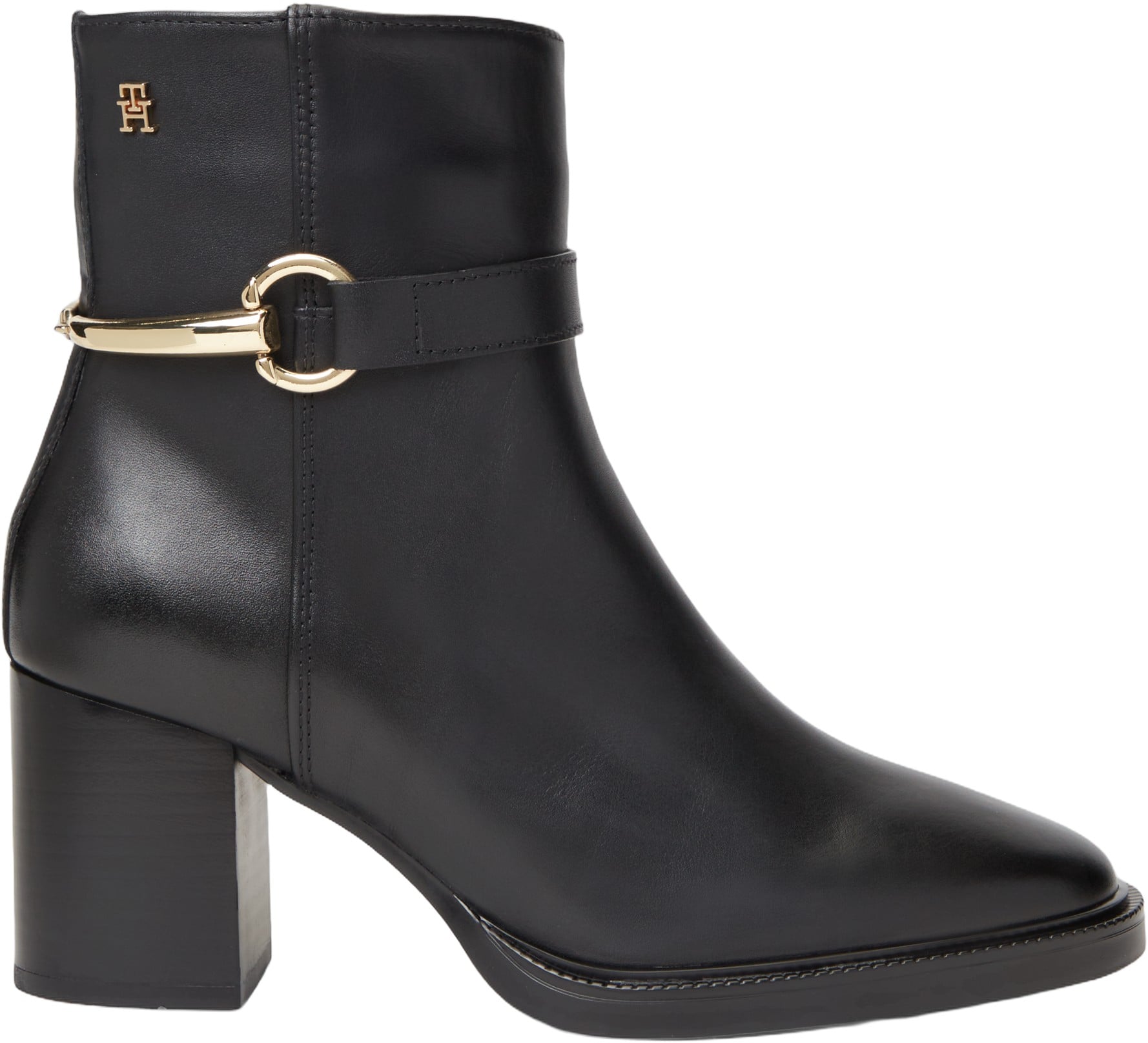 Block Heel Leather Riding Ankle Boots