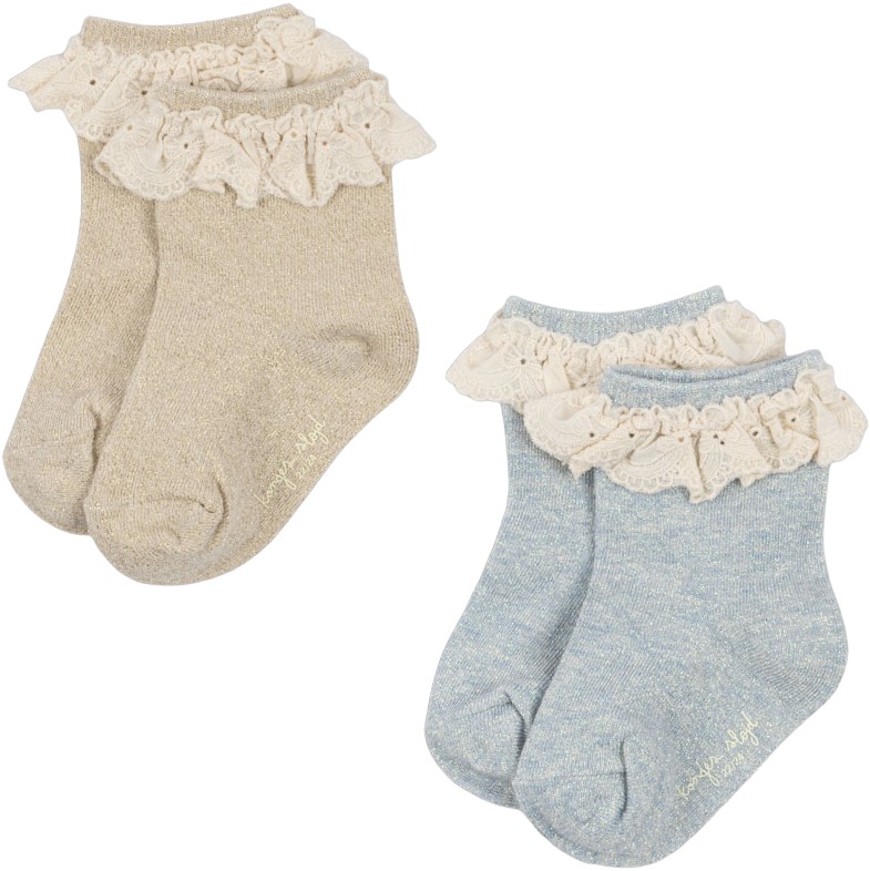 2 Pack Glitter Frill Socks