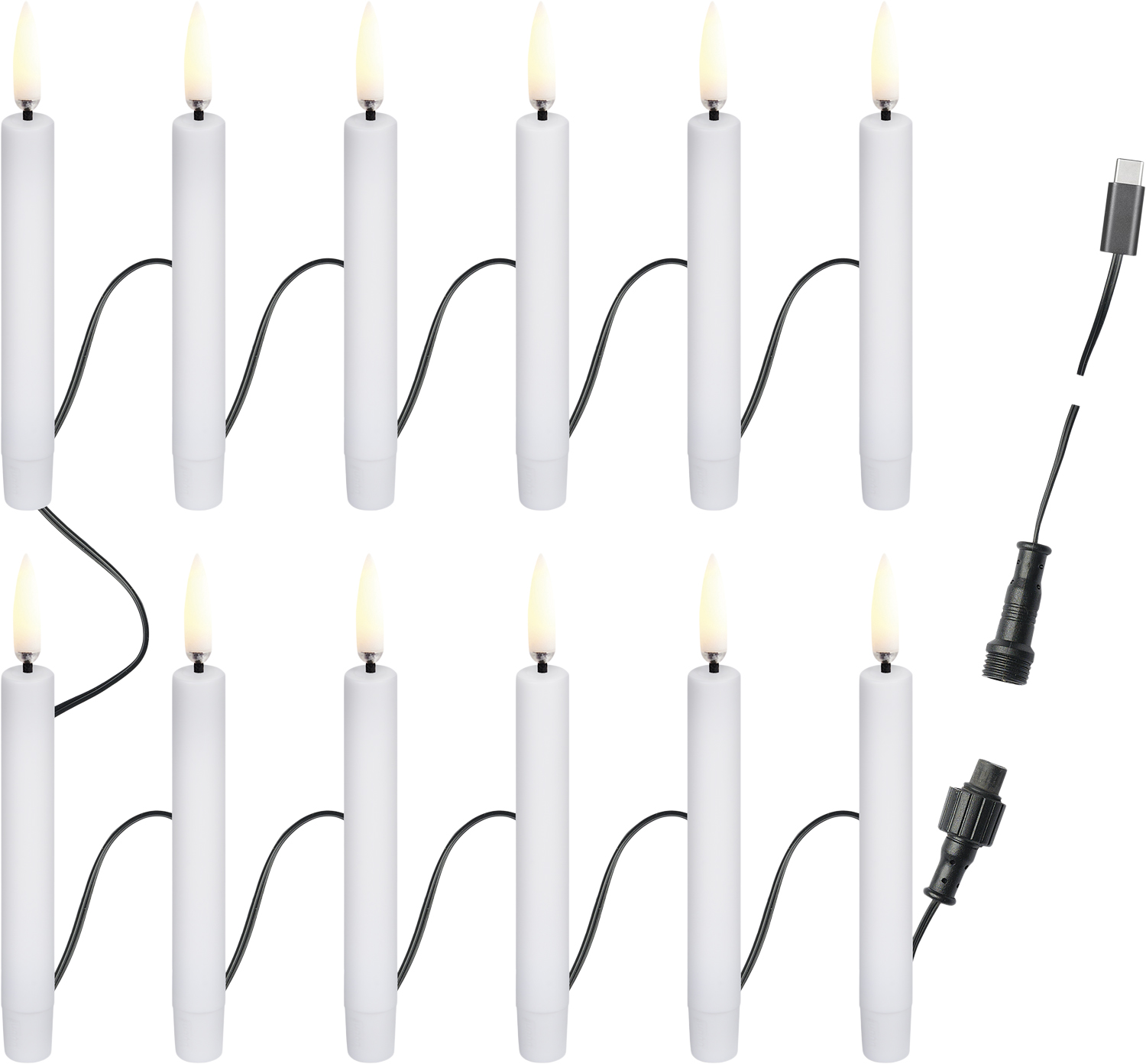 Christmas String, 12 Candles, Usbc, White, 1,3x11 cm