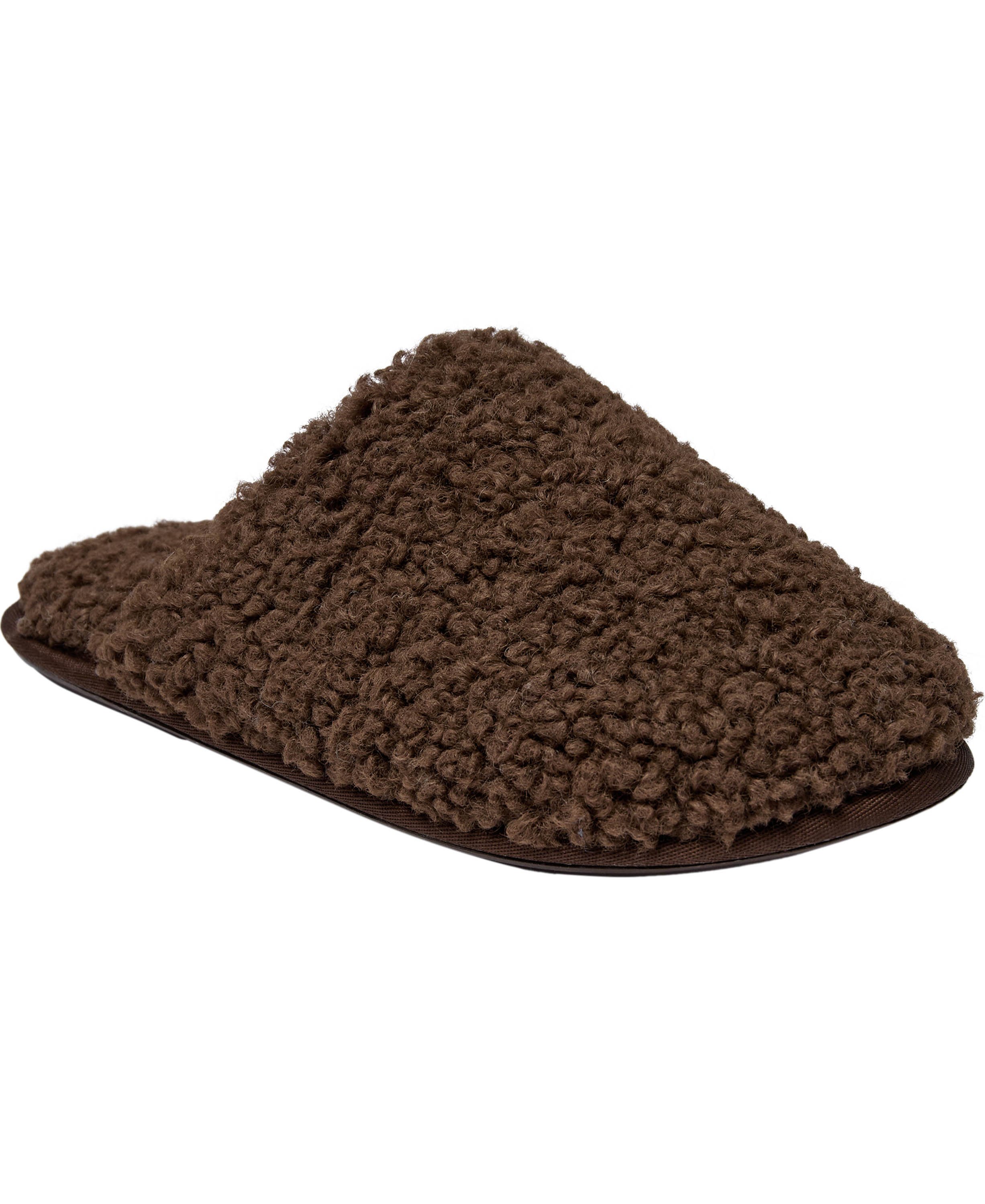 Slipper in Curly Upper Dark Brown