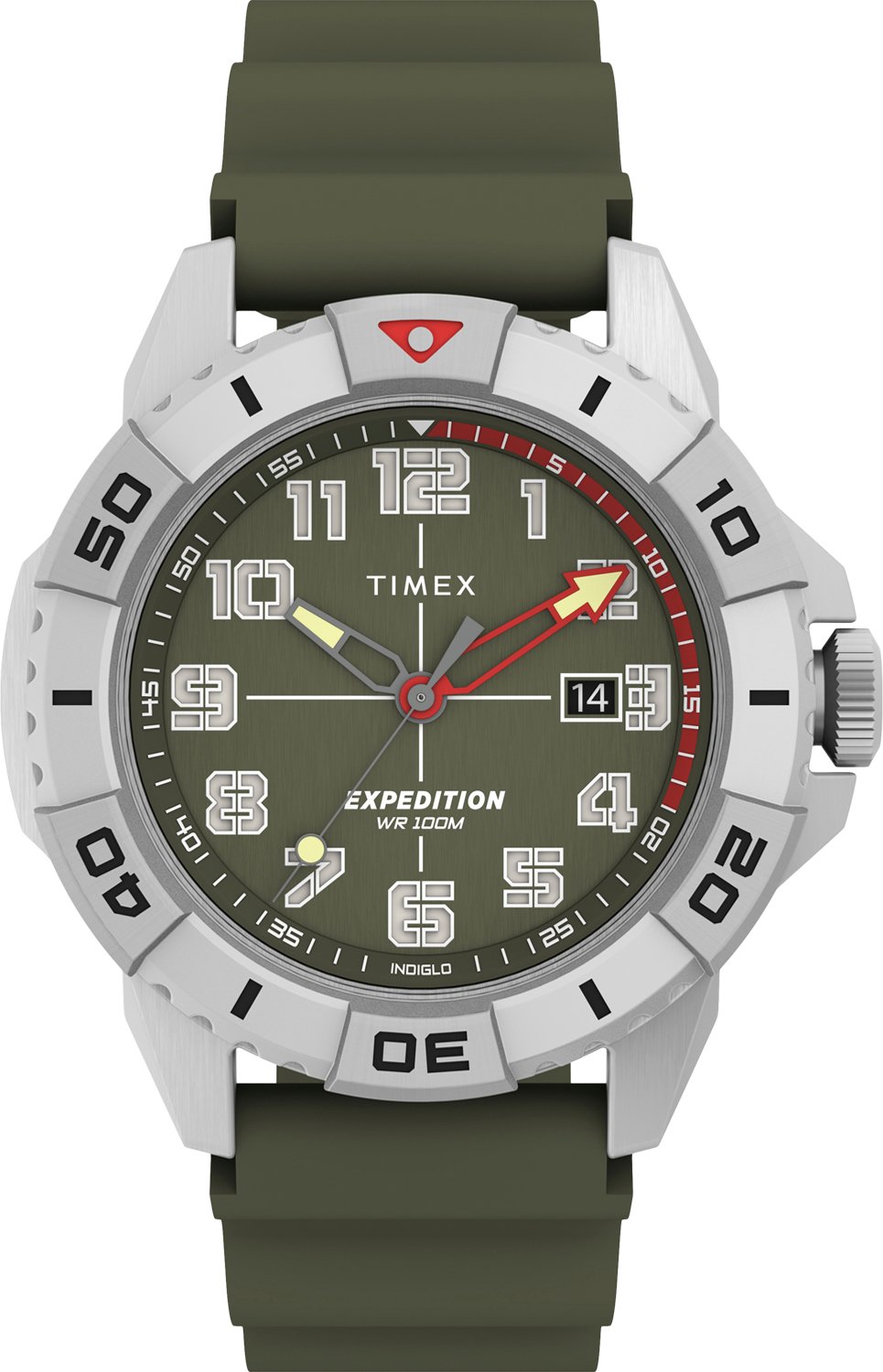 Expedition North Ridge Ip Silvertone Metal Case Green Dial