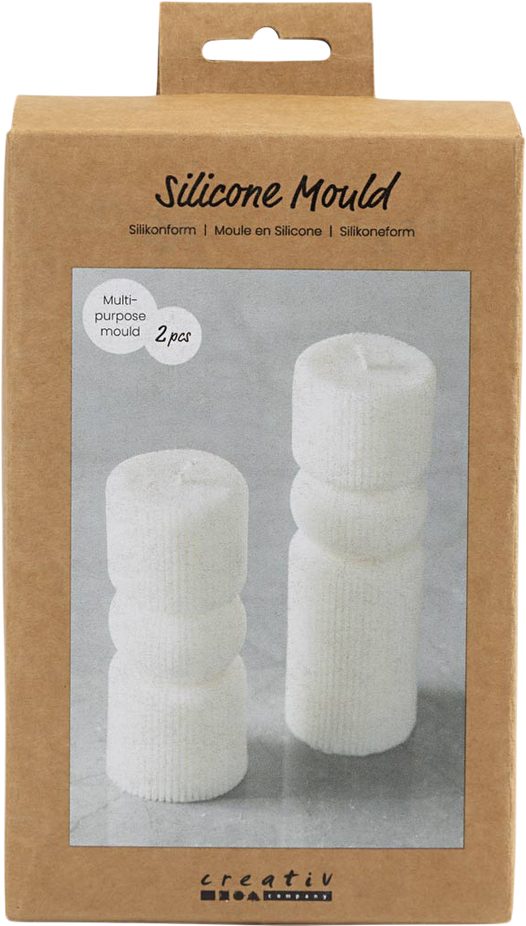 Silikoneform, Rillet Cylinder med bue, H: 11+14 cm, Diam. 4+