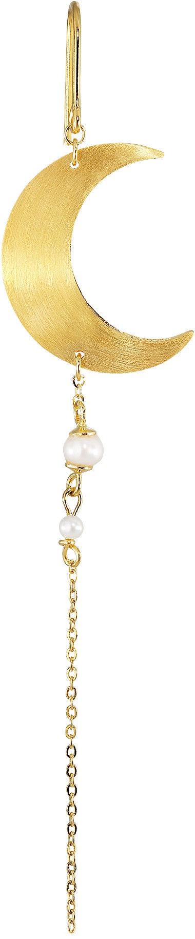 Half Moon Earring With Pearl Chain