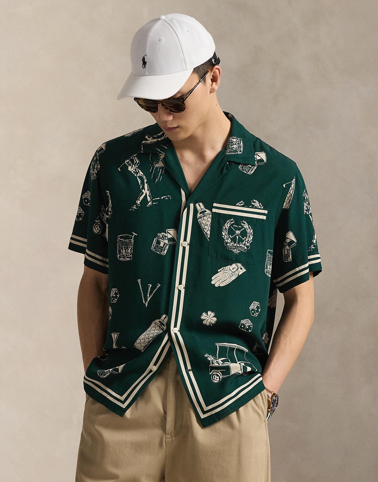 Classic Fit Golfprint Camp Shirt