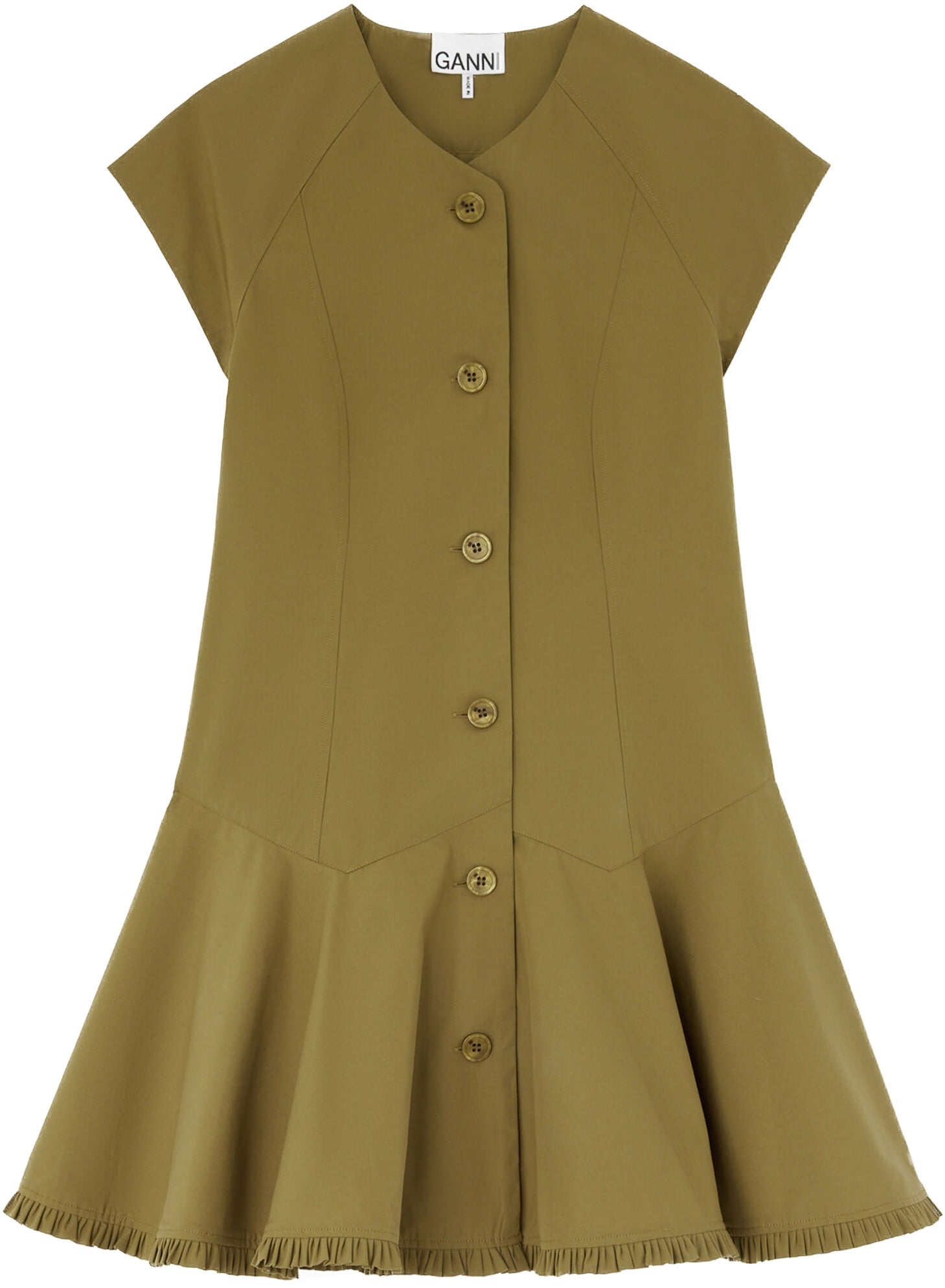 Stretch Cotton Buttoned Mini Dress
