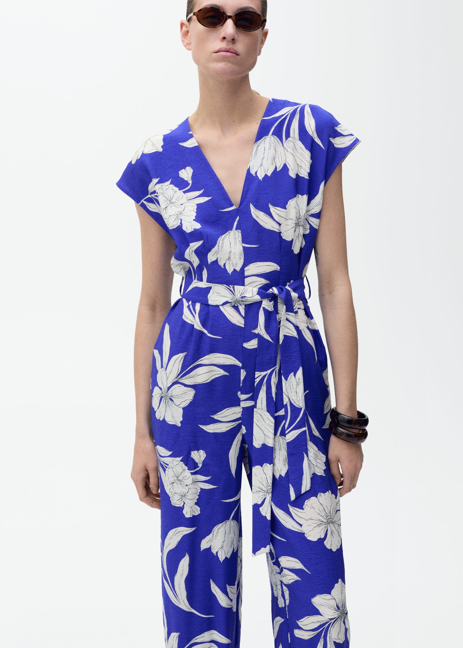 Long Cropped Jumpsuit With Belt