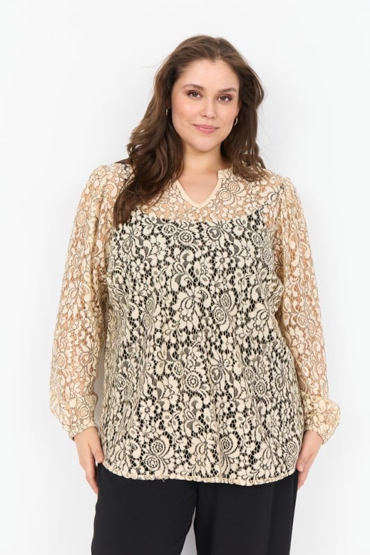 Curvy Wakila 1 Bluse Sand