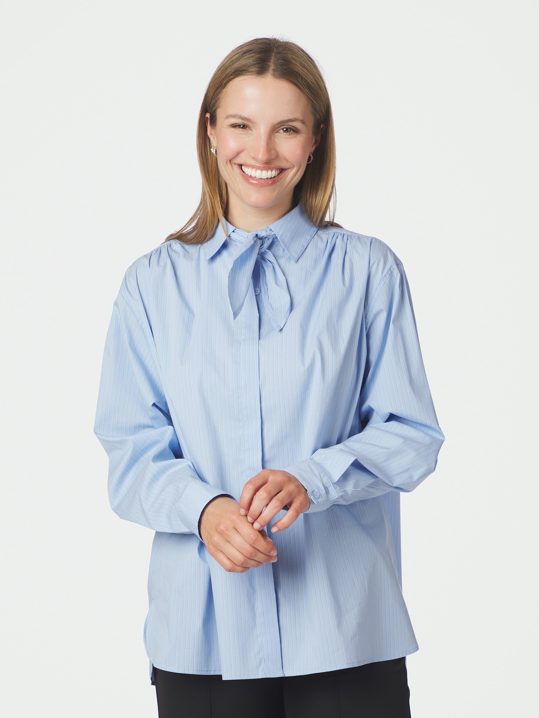 Rochelle Scarf Fine Stripe Shirt