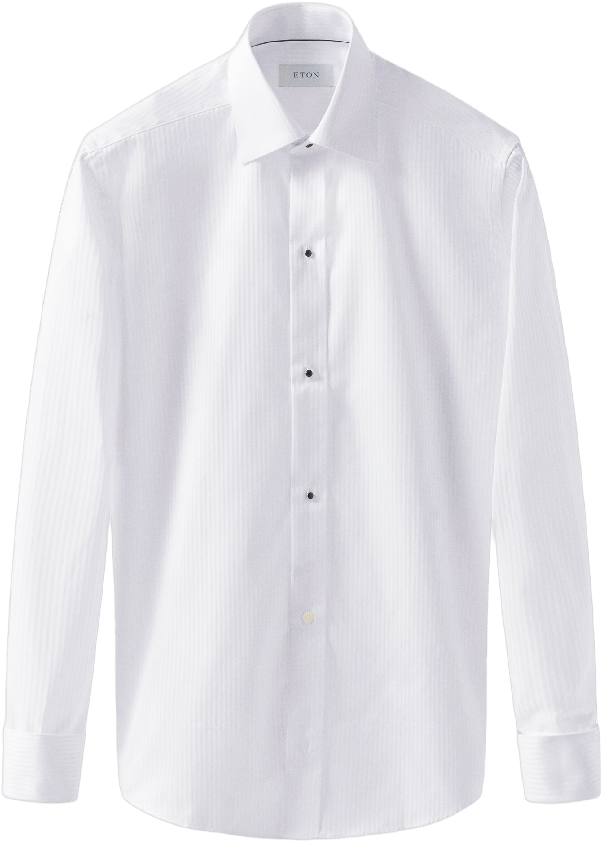 White Striped Satin Tuxedo Shirt Slim Fit