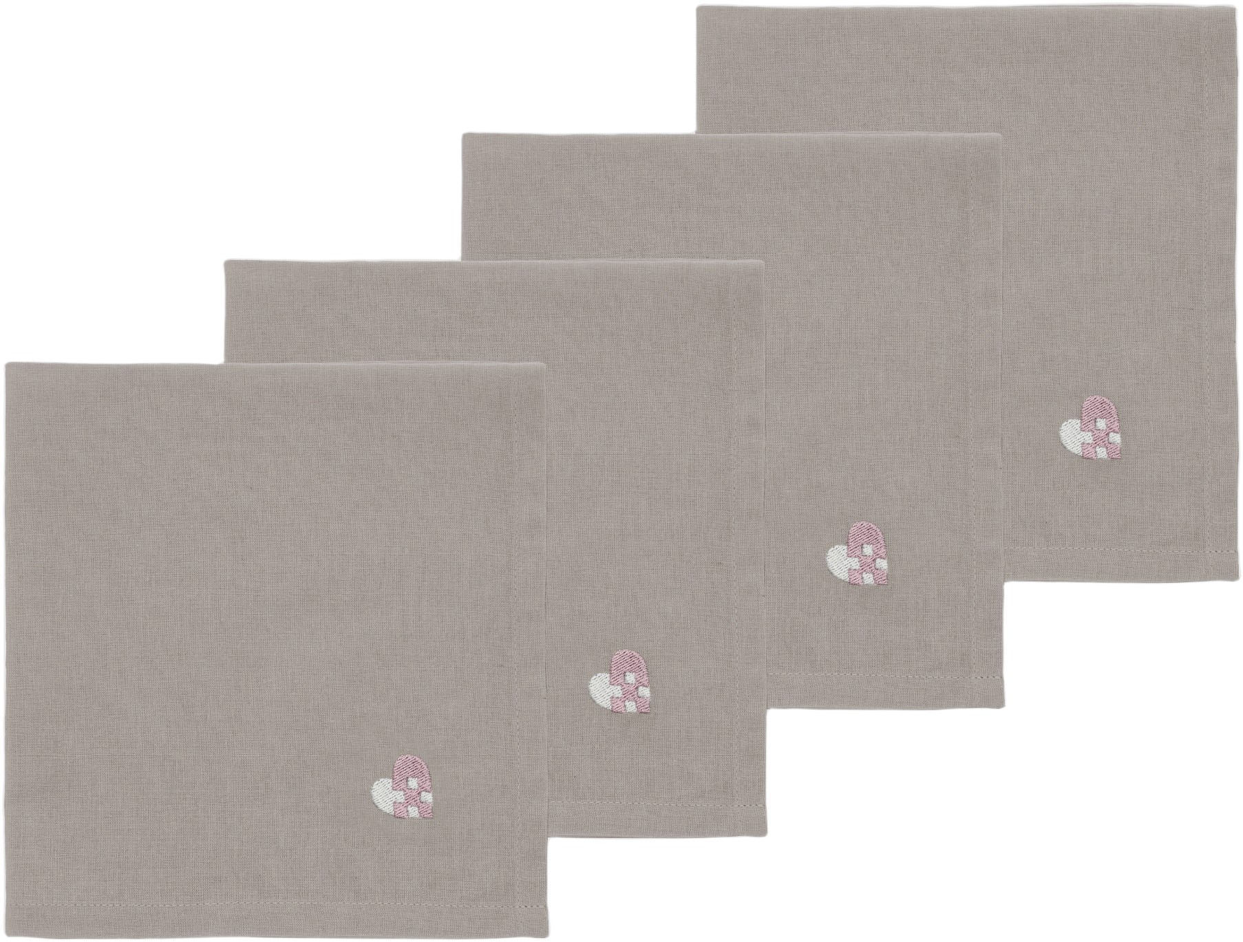 Stofservietter Christmas Hearts Embroidery 4 stk. Rose
