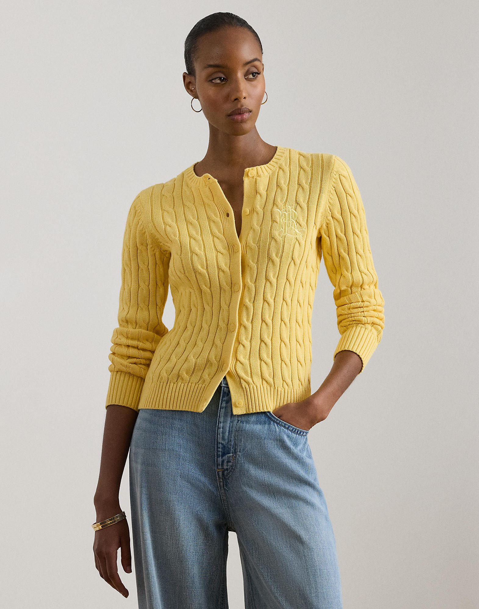 Cableknit Cotton Cardigan