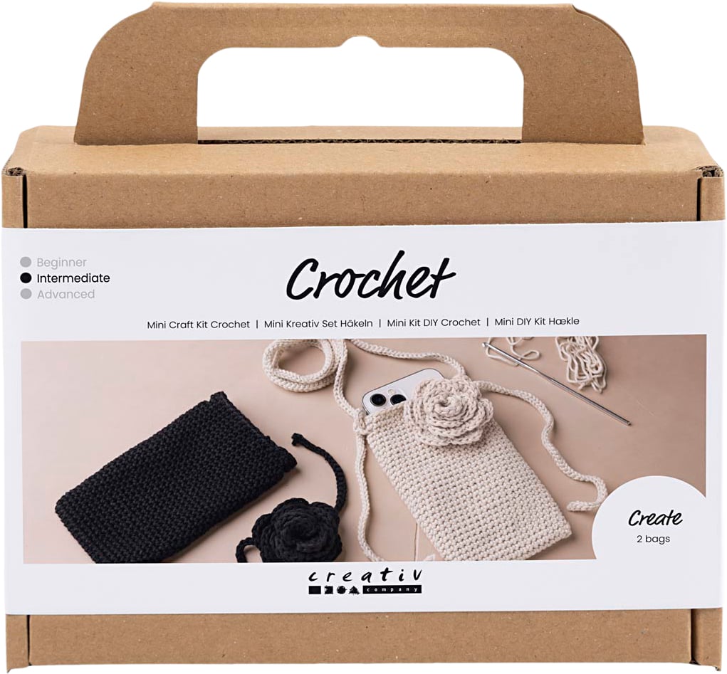 Mini Diy Kit Hækle Taske Med Rose
