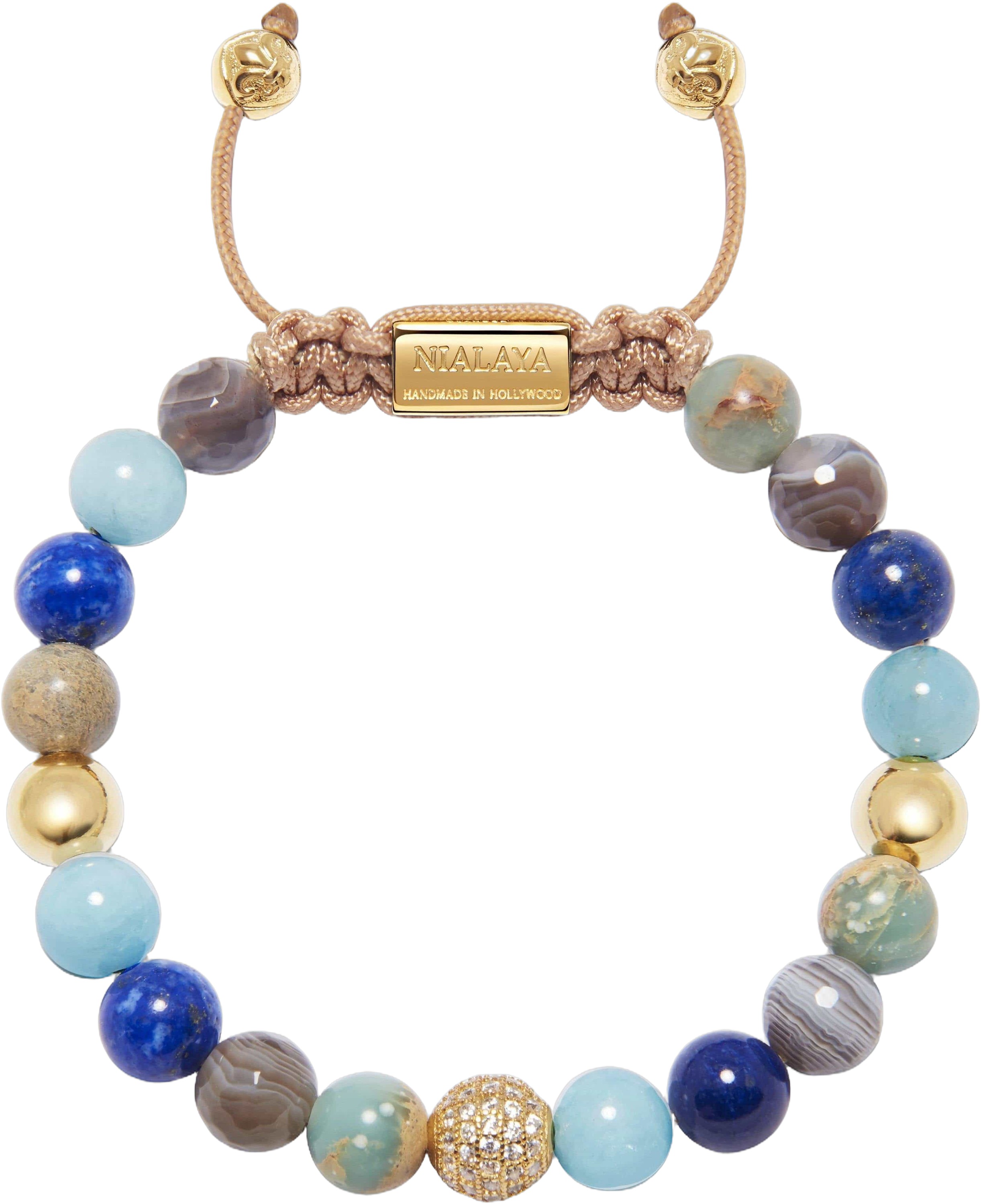 Women’s Beaded Bracelet With Aquamarine, Blue Lapis, Opal, a