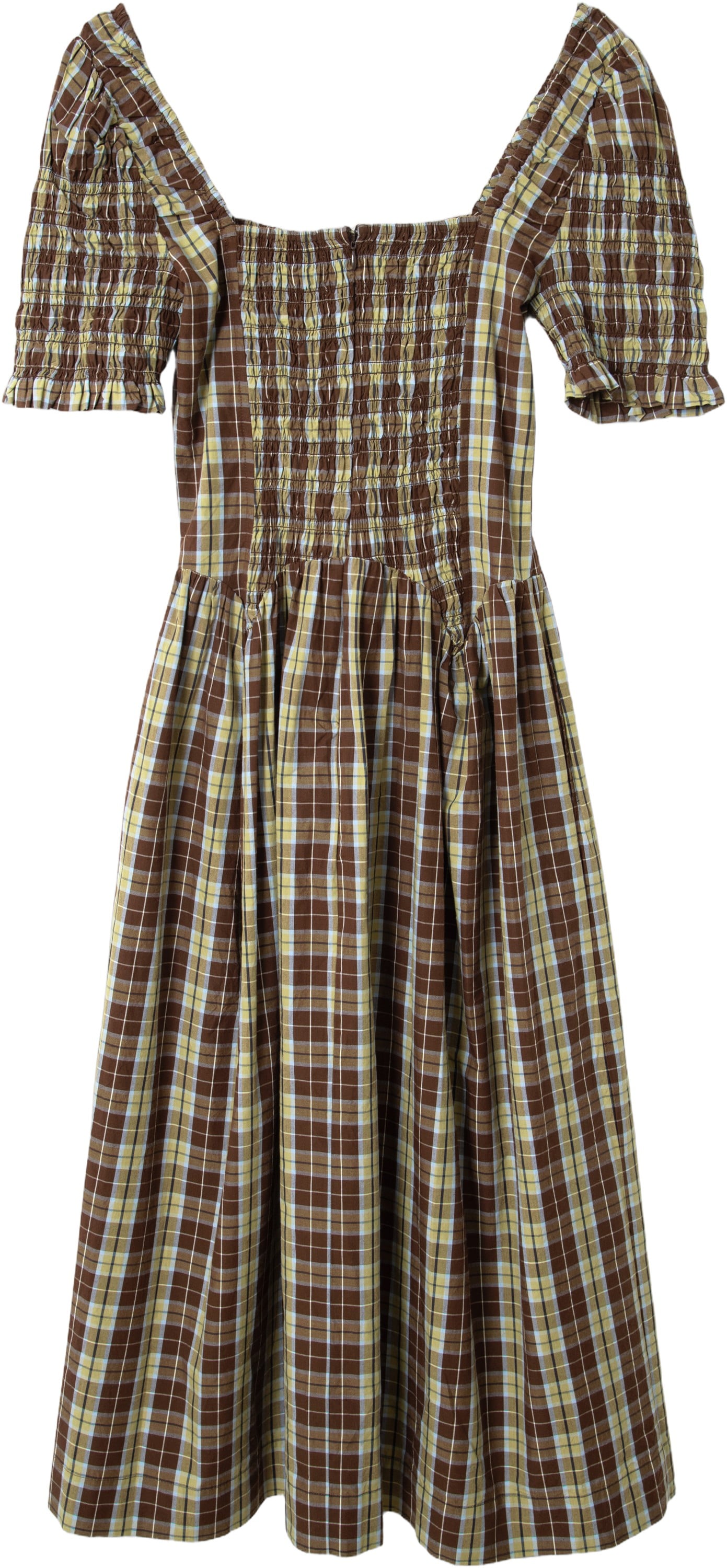 Emmy Shirred Midi Dress Cocoa Check