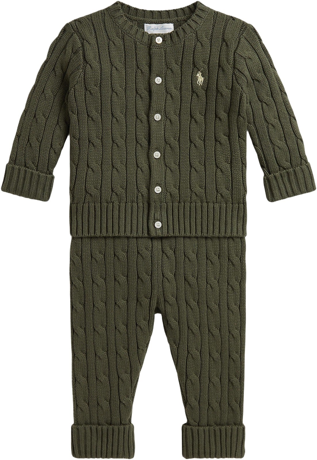Cableknit Cotton Cardigan og Pant