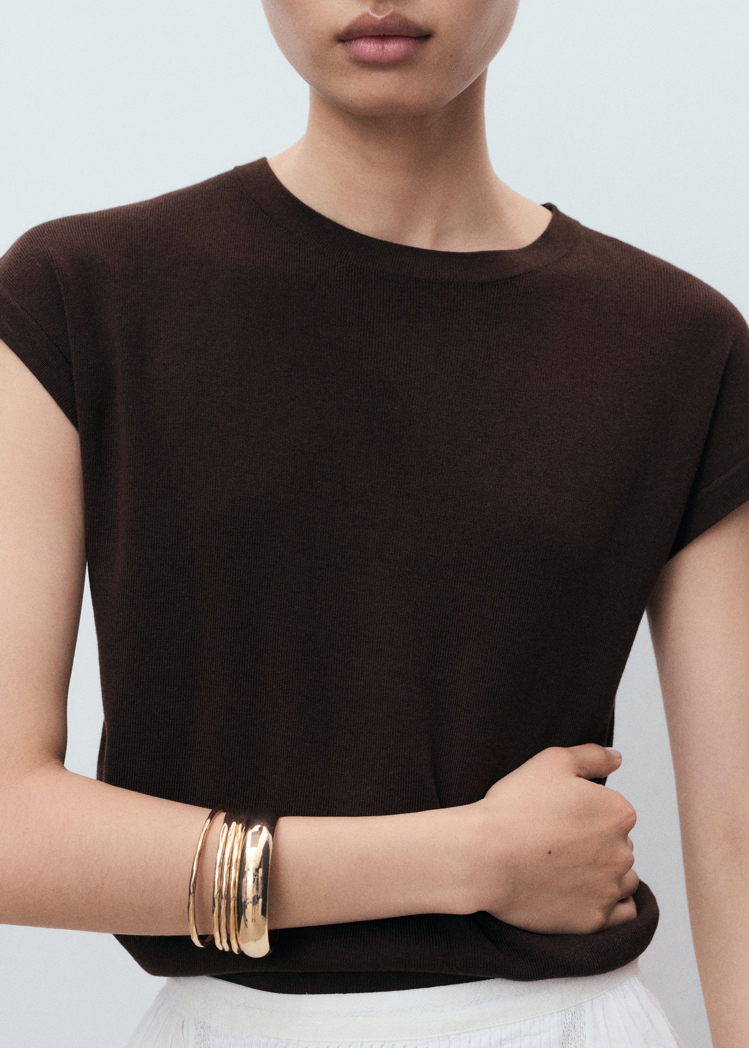 Shortsleeved Knitted Cotton Sweate