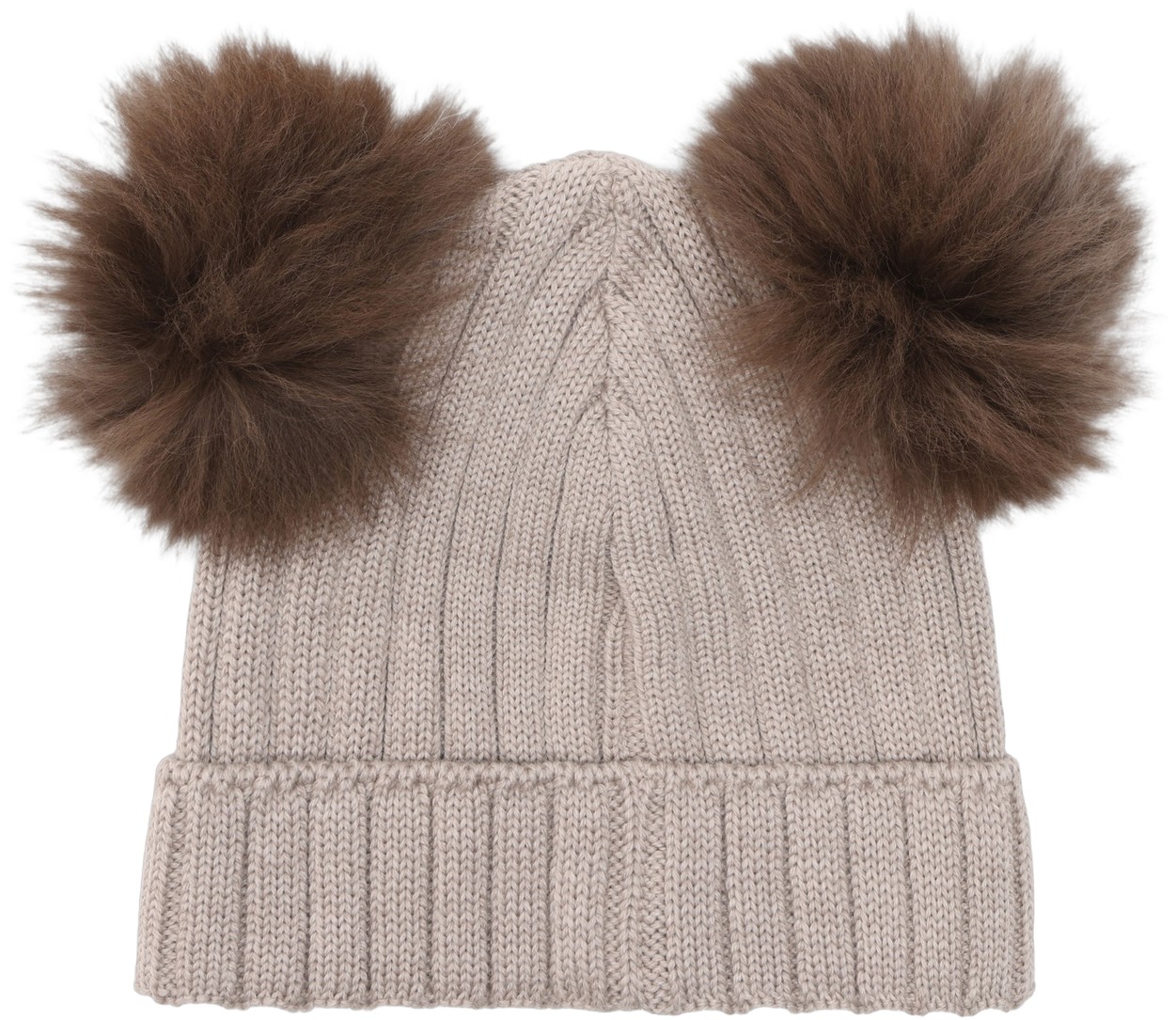 Hat Knit Alpaca Pompoms