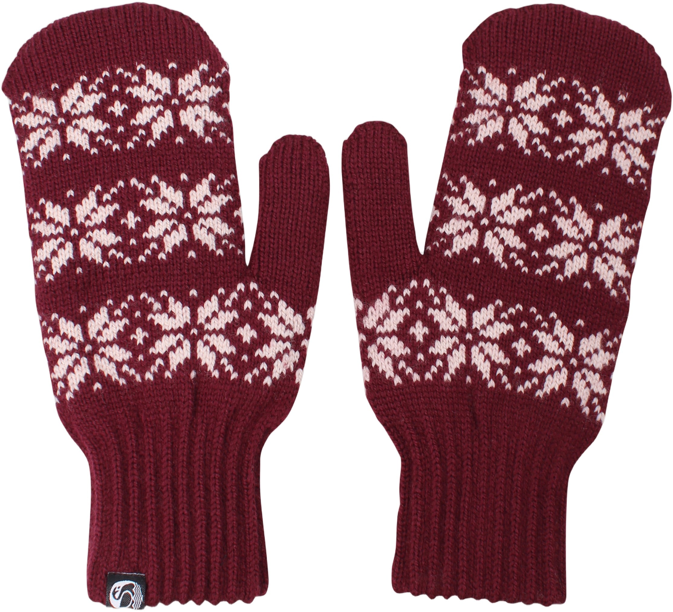 Danicebird Wool Mittens Dk Merlot Star