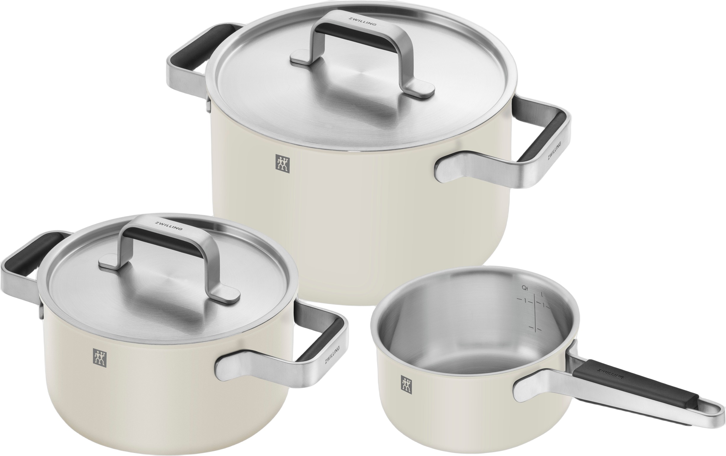 Gryde og PandesÃ¦t, 3-dele, 18/10 Rustfrit StÃ¥l