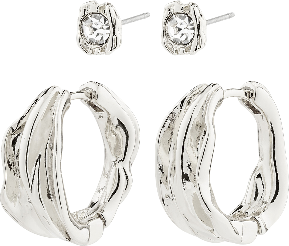 Feel Recycled Earrings 2in 1 Set Silver Plated