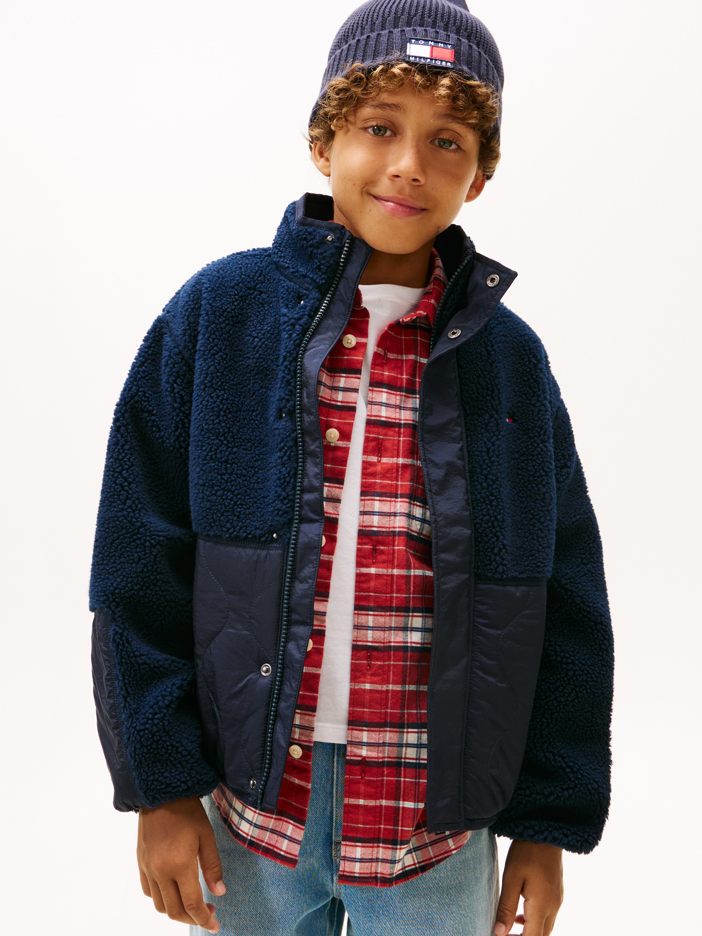 Teddy Fleece Quilted Relaxed Bomber Jacket