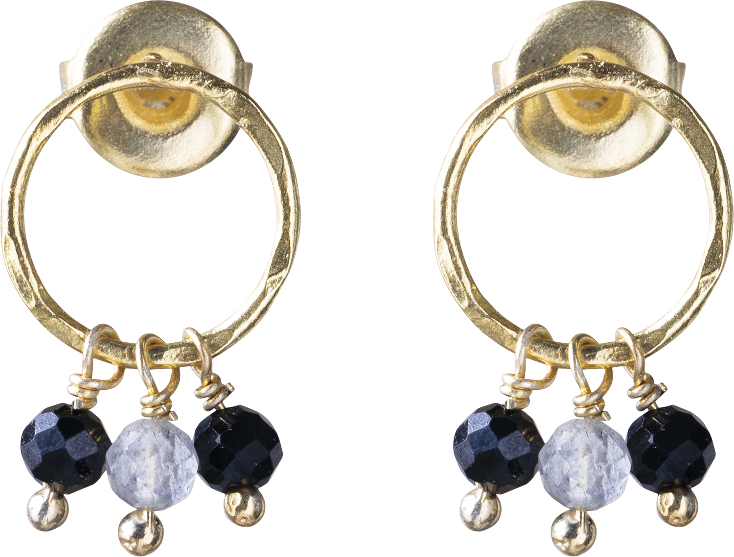 Genuine Black Onyx Labradorite Earrings Gp