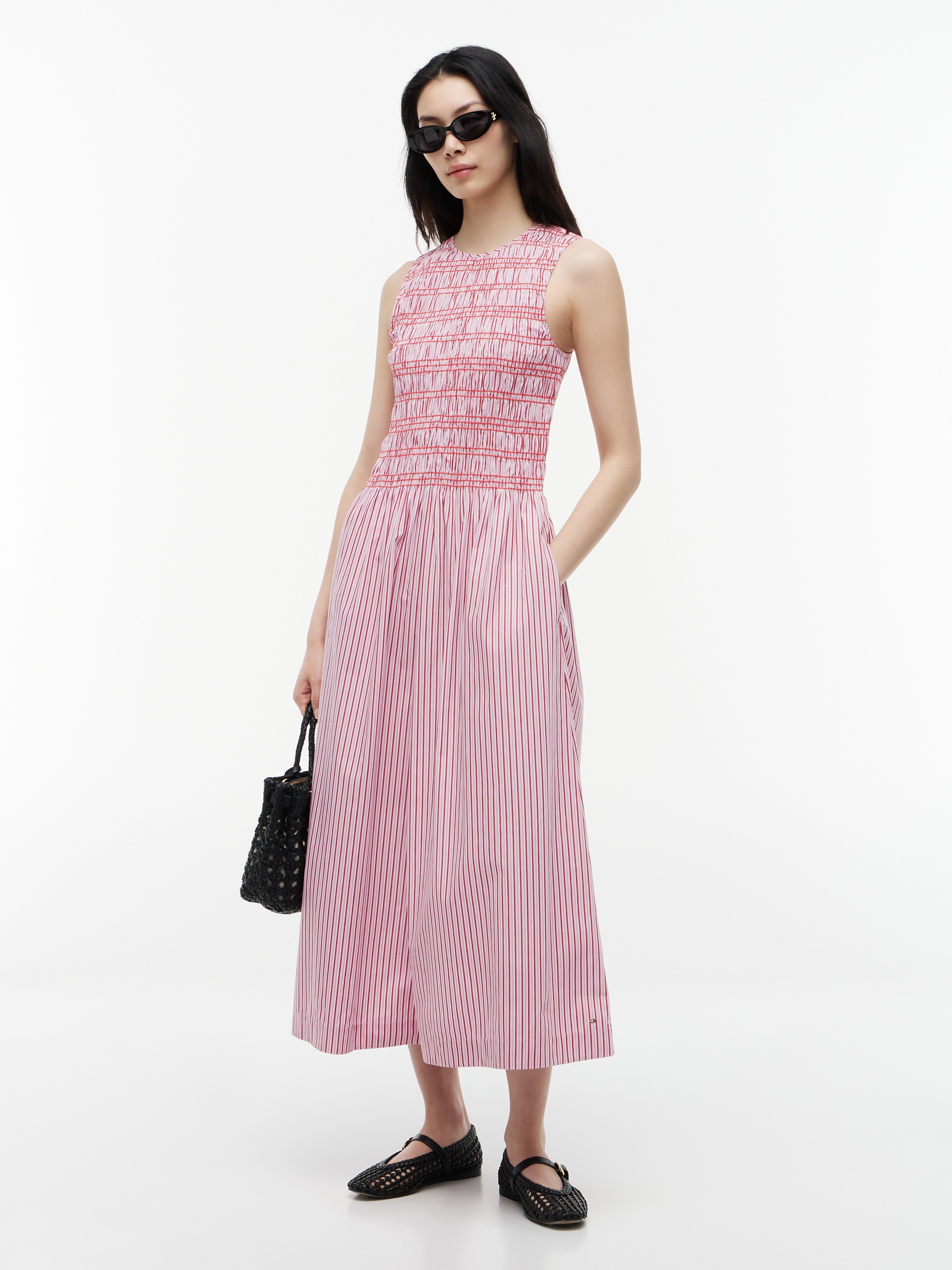 Smocking Stripe NS Midi Dress