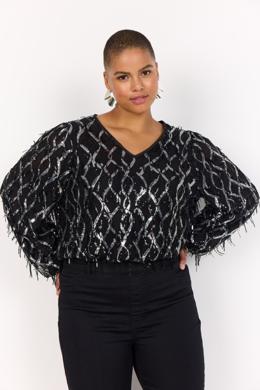 Curvy Wasannie 1 Bluse Sort