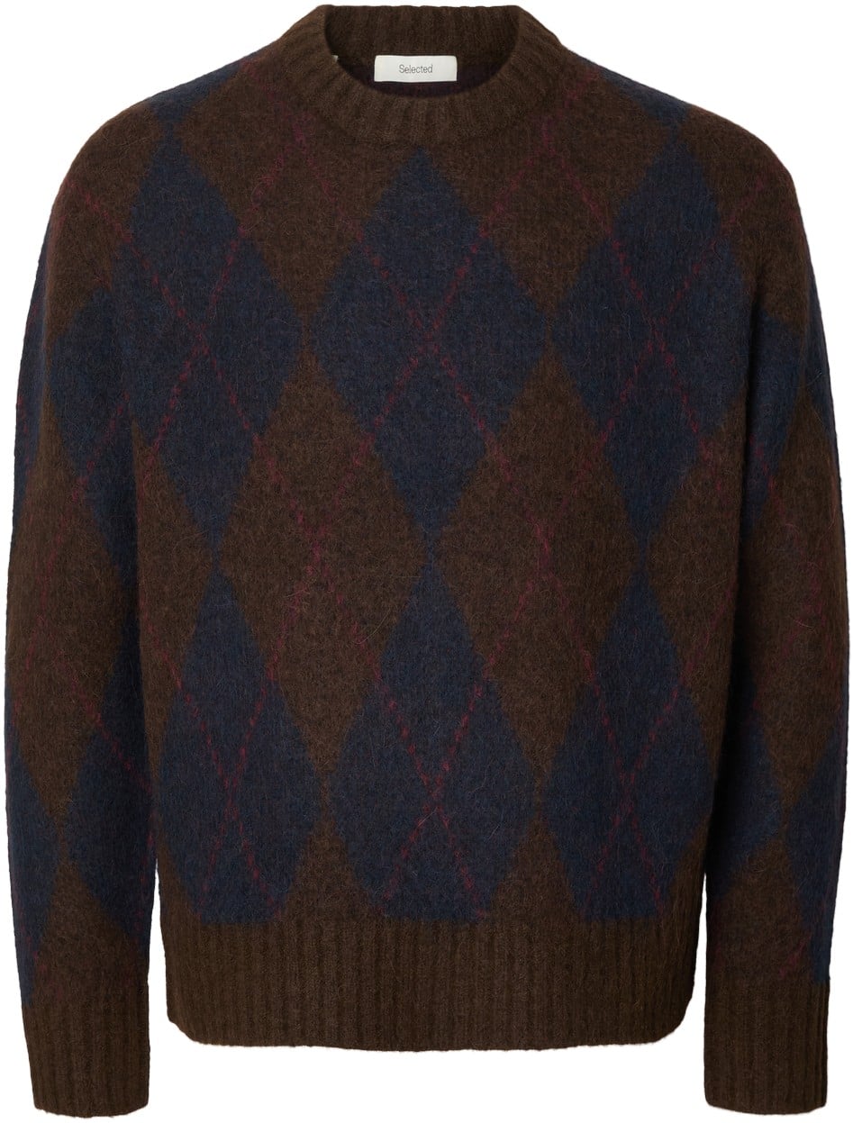 Slmrai LS Knit Argyle Crew Neck