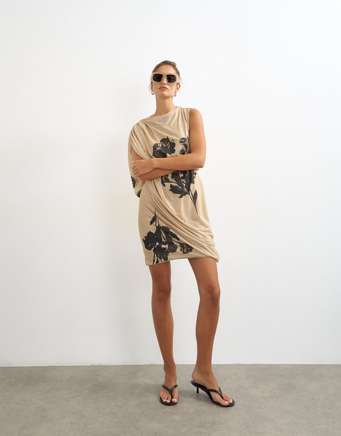 Tsolena SL Mesh Draped Mini Dress J